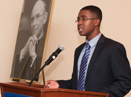 Karl Kumodzi accepts the Catholic Campaign for Human Development's 2012 Cardinal Bernardin New Leadership Award.