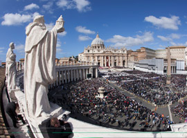 The view from above St. Peters Square during the Inaugural Mass for Pope Francis.  CNS Photo Paul Haring.
