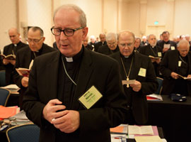 Bishops in prayer at the start of the November 2012 General Assembly. CNS Photo/Nancy Phelan Weichec