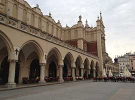 The Market Square is a popular gathering place in Krakow, Poland The Market Square is a popular gathering place in Krakow, Poland