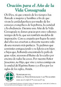 Year consecrated life prayer spanish back thumbnail Year consecrated life prayer spanish back thumbnail