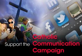 A collage showing young people using mobile media announces the 2012 Catholic Communication Campaign collection.