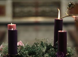 Light the all the candles on your Advent wreath today. CNS Photo/Bob Roller
