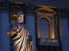 Balcony where new pope will be introduced seen on facade of St. Peters Basilica at Vatican - CNS photo/Paul Haring