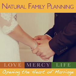 NFP - Natural Family Planning Graphic, All Natural, couple hugging with mountain in the background