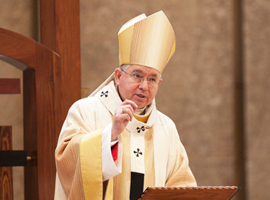 At the June 24 Fortnight for Freedom Mass at Our Lady of the Angels Cathedral in Los Angeles, Archbishop José H. Gómez reminds the congregation that the greatest threat to our freedom of religion comes not from politics, but from a lack of faith and courage. (Photo: Victor Aleman, The Tidings, Los Angeles, CA)