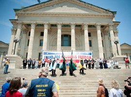 A statewide rally for religious freedom was held in front of the Kansas Statehouse in Topeka on June 29 and led by the bishops of Kansas. (Photo: Lori Wood Habiger, The Leaven) A statewide rally for religious freedom was held in front of the Kansas Statehouse in Topeka on June 29 and led by the bishops of Kansas. (Photo: Lori Wood Habiger, The Leaven)