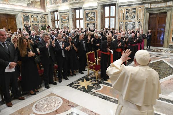 Pope Francis greets members of The Papal Foundation.