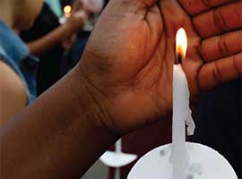 A candlelight vigil for peace. CNS Photo/Gregory A. Shemitz