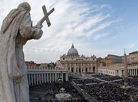 A rooftop view of St. Peter’s Square at the Vatican during the canonization Mass of six saints in November 2014.  CNS photo/Paul Haring