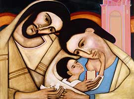 The Holy Family depicted in a painting titled The Presentation in the Temple" by Canadian Catholic artist Michael D. O'Brien. CNS Photo/courtesy, Michael D. O'Brien"