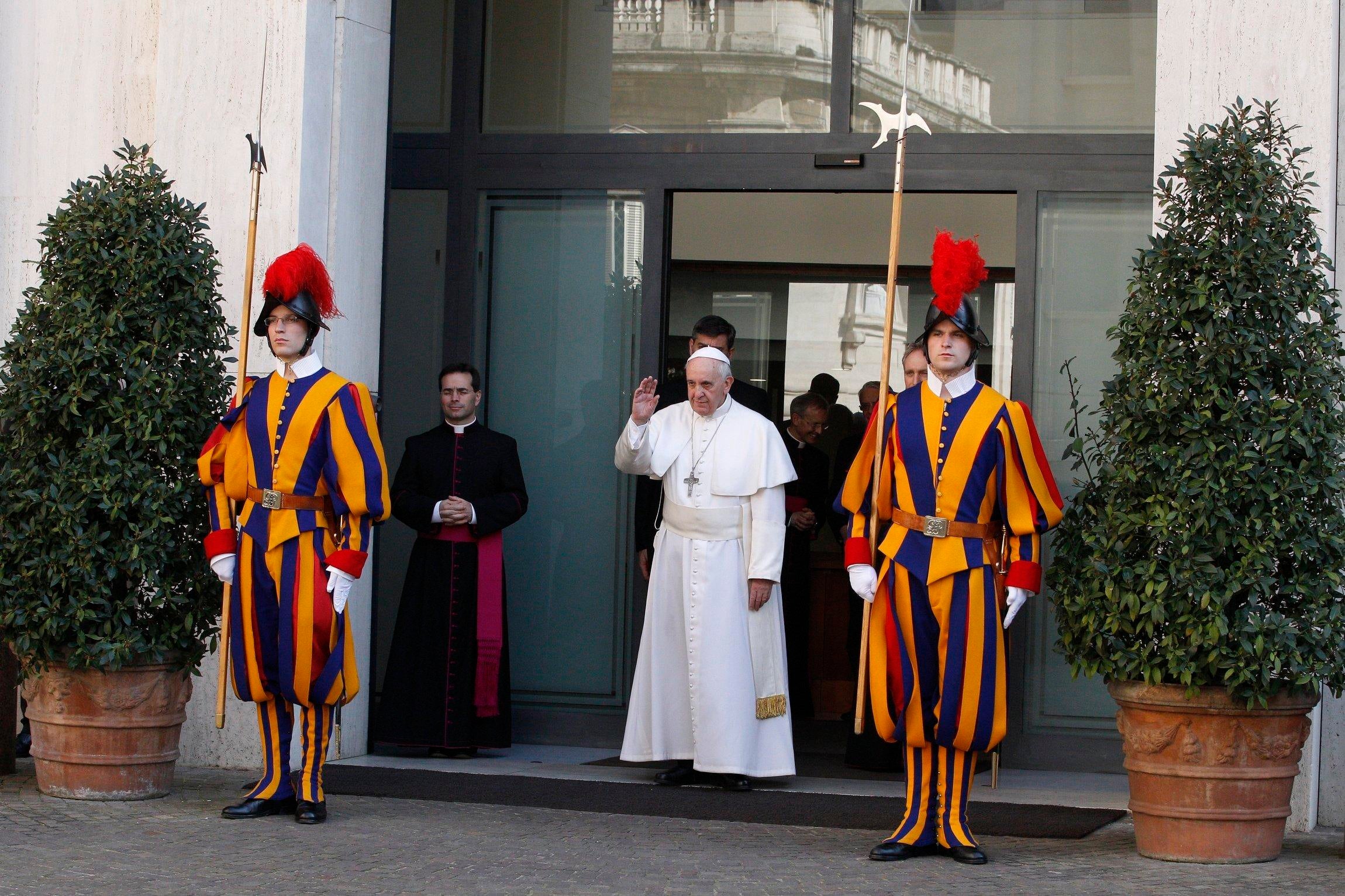 Pope Francis outside Sanctae Marthae