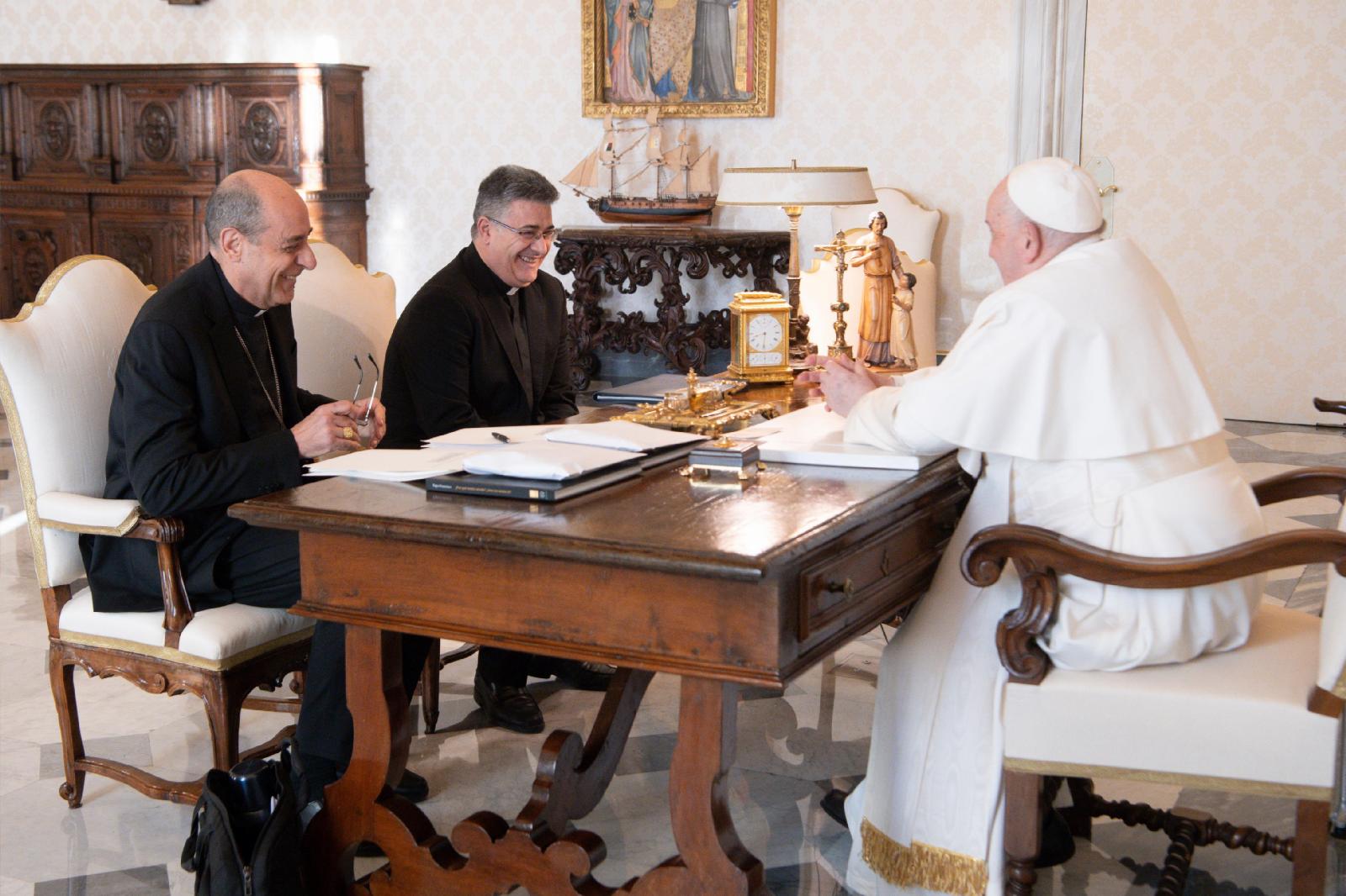 Pope Francis, Cardinal Víctor Manuel Fernández and Msgr. Matteo