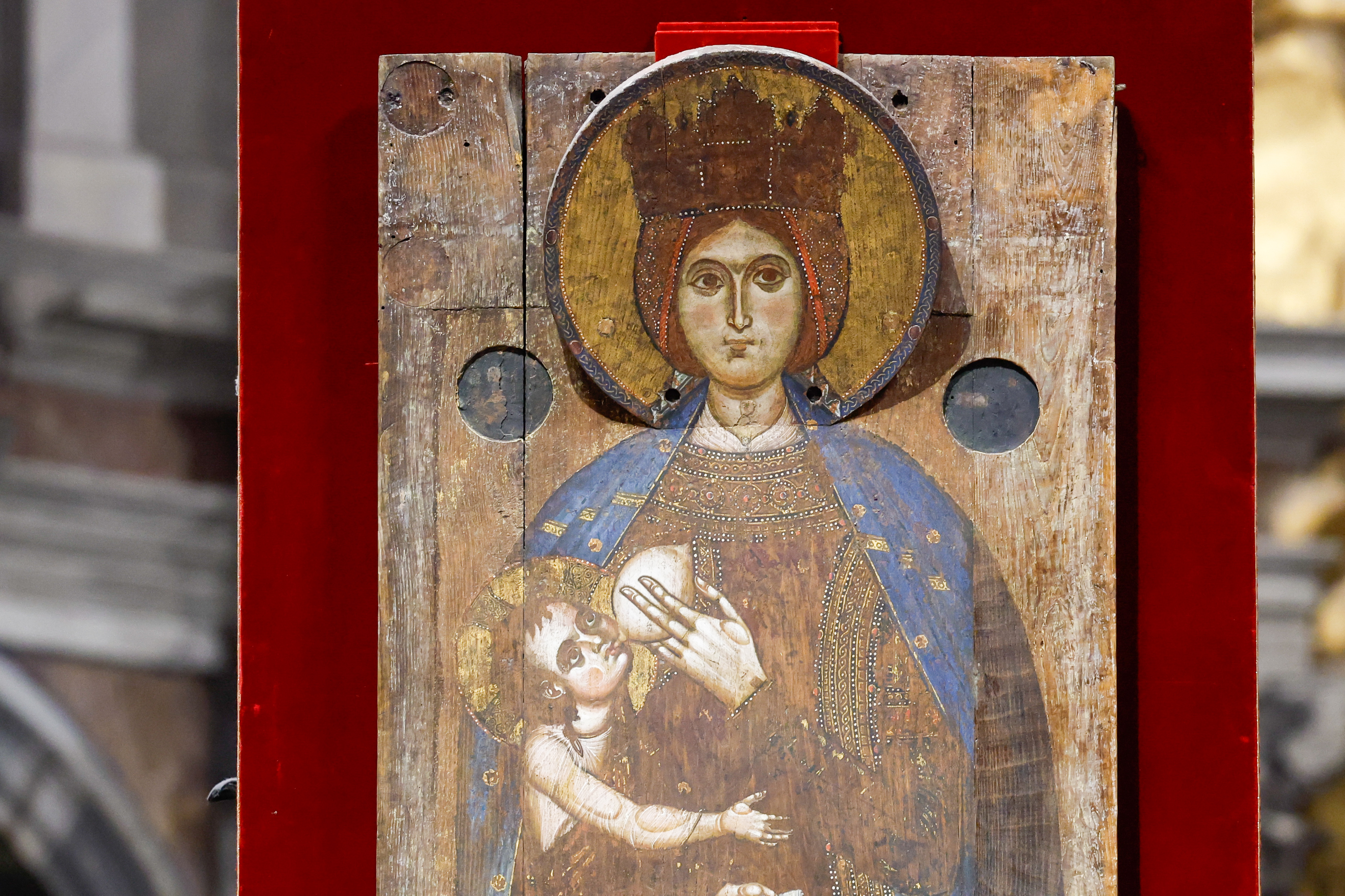 An icon of the "Madonna Lactans" or Nursing Madonna.