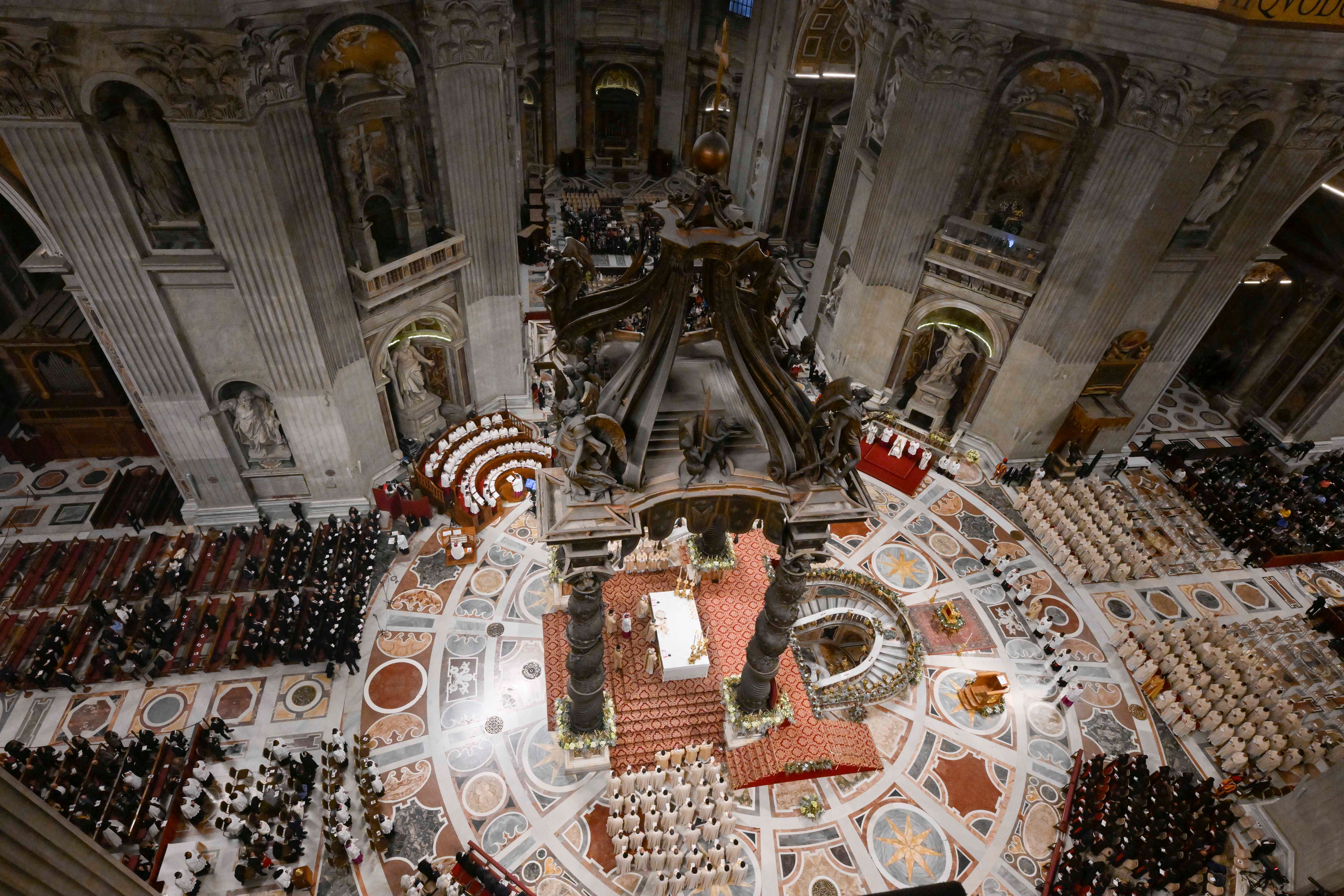 The baldachin, or canopy, over the tomb of St. Peter. 