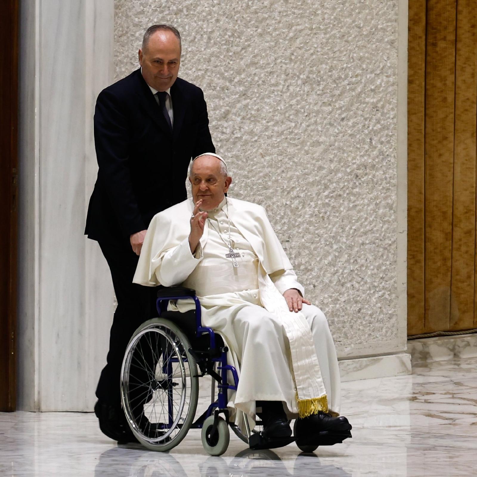 Pope Francis arrives for audience