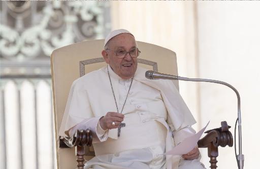 Pope Francis smiles during general audience