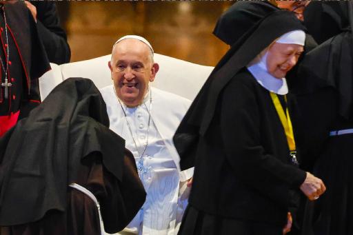 Pope Francis greets nuns in Verona