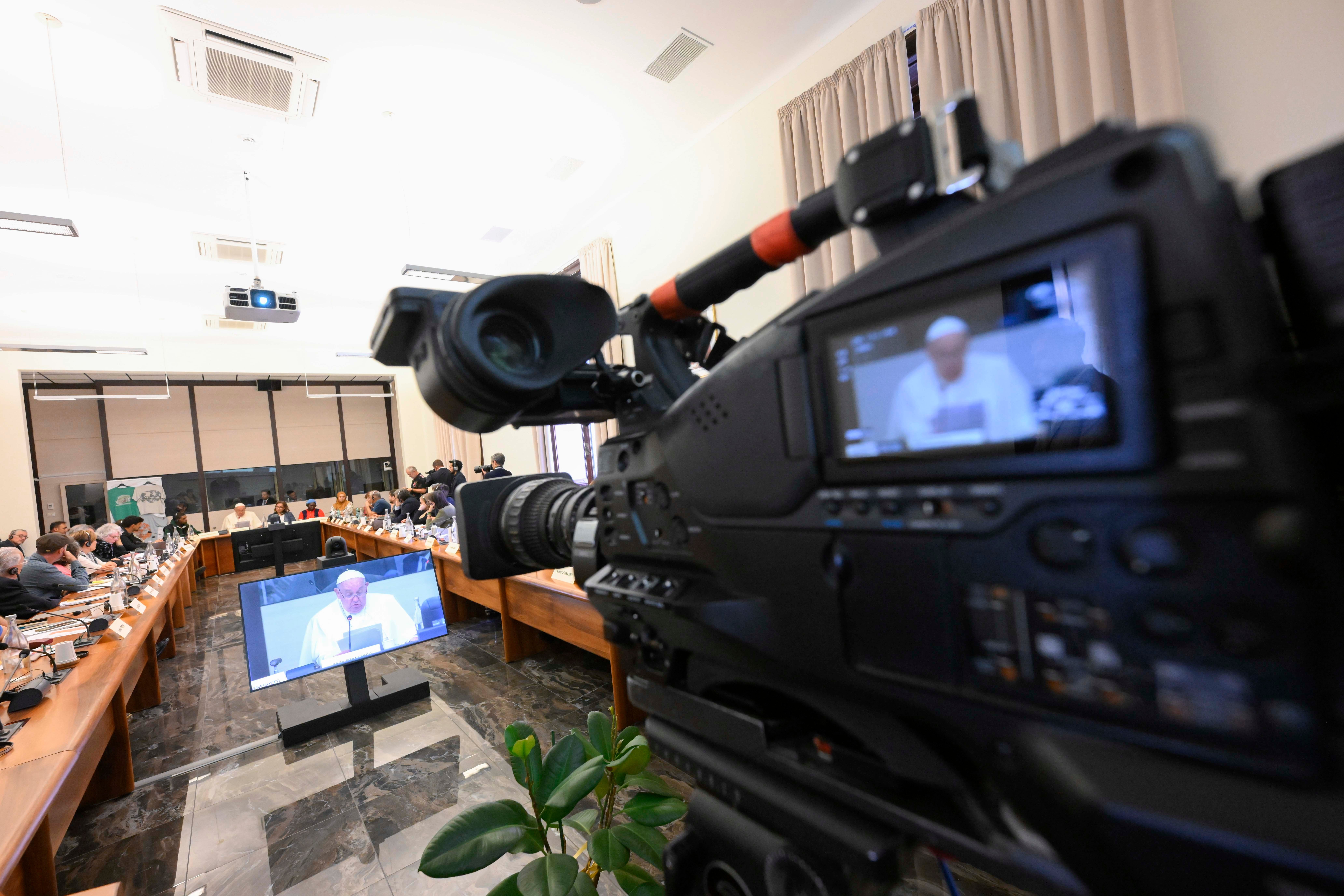 Pope Francis at meeting with popular movements