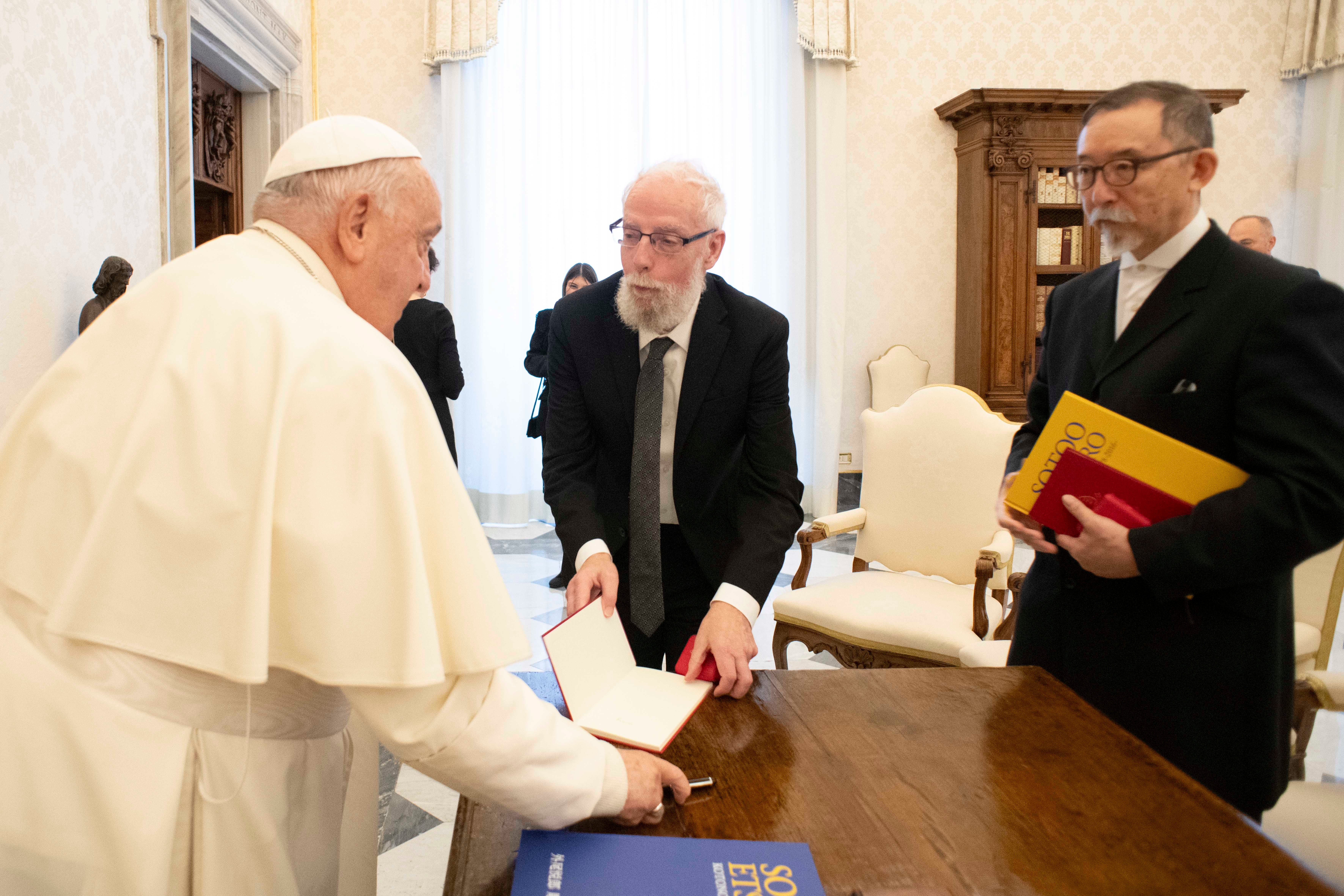 Pope Francis meets with winners of the Ratzinger Prize.