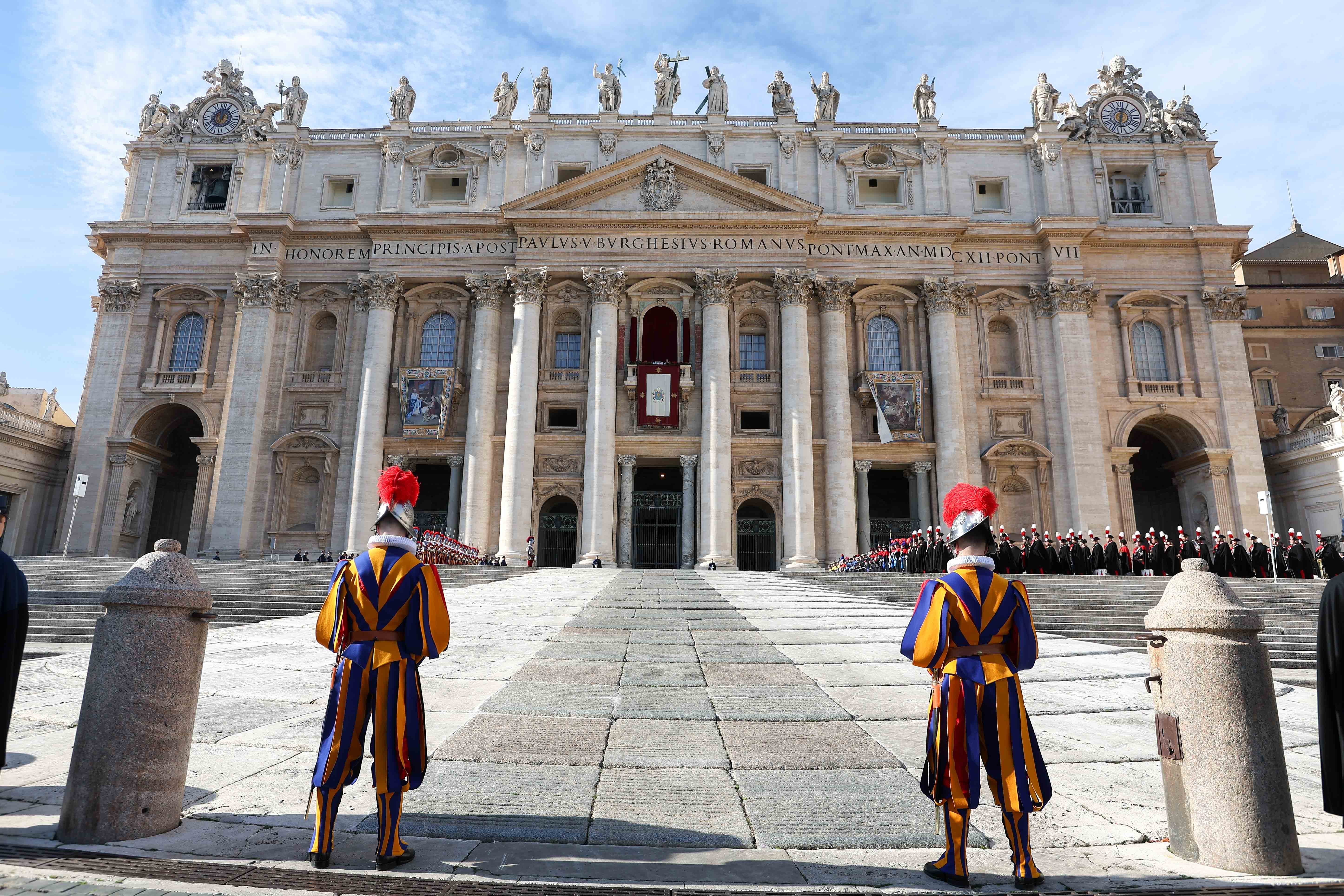 Pope Francis delivers his Christmas message from the central balcony of St. Peter's Basilica at the Vatican.