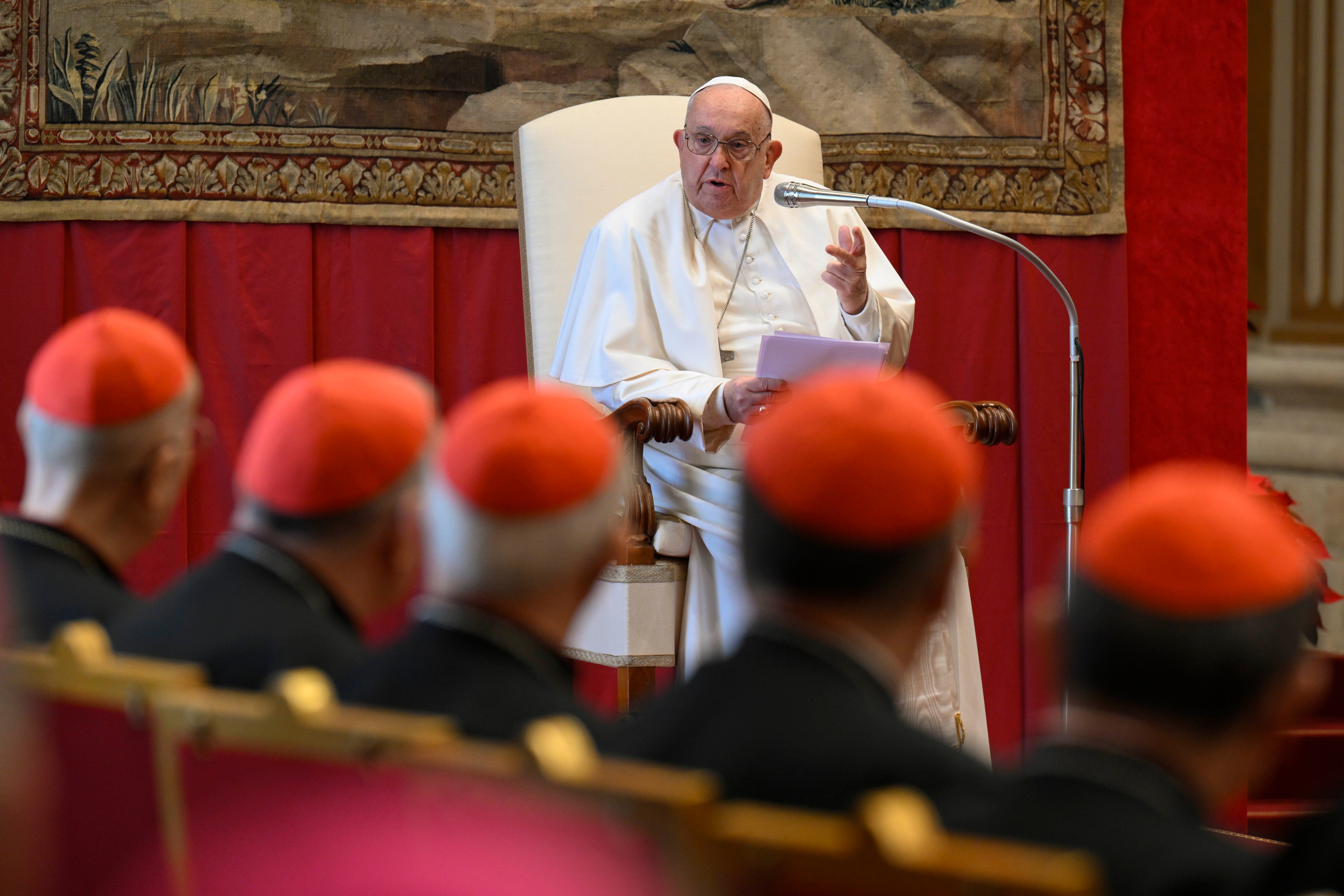 Pope Francis speaks to top Curia officials