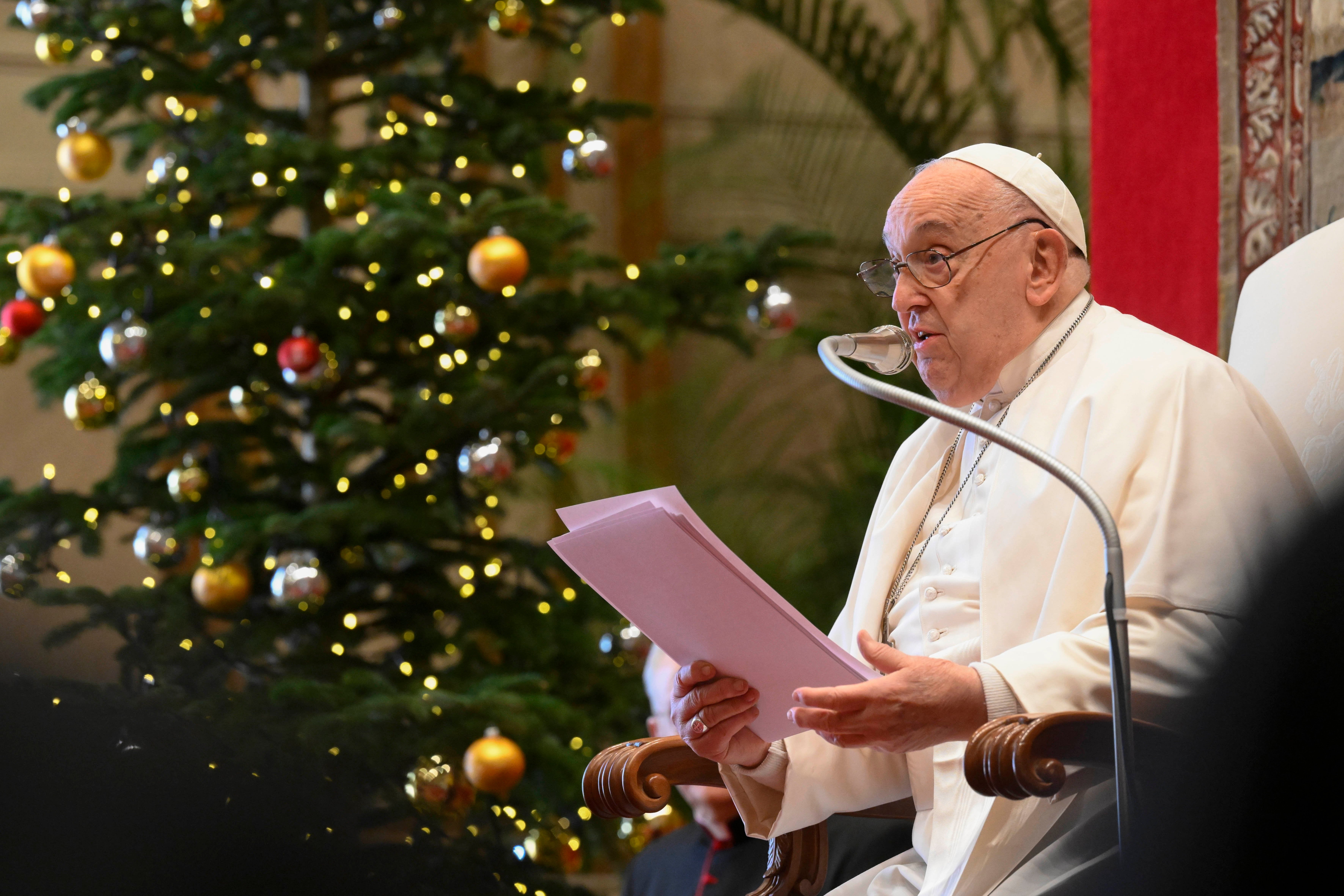 Pope Francis speaks to top Curia officials