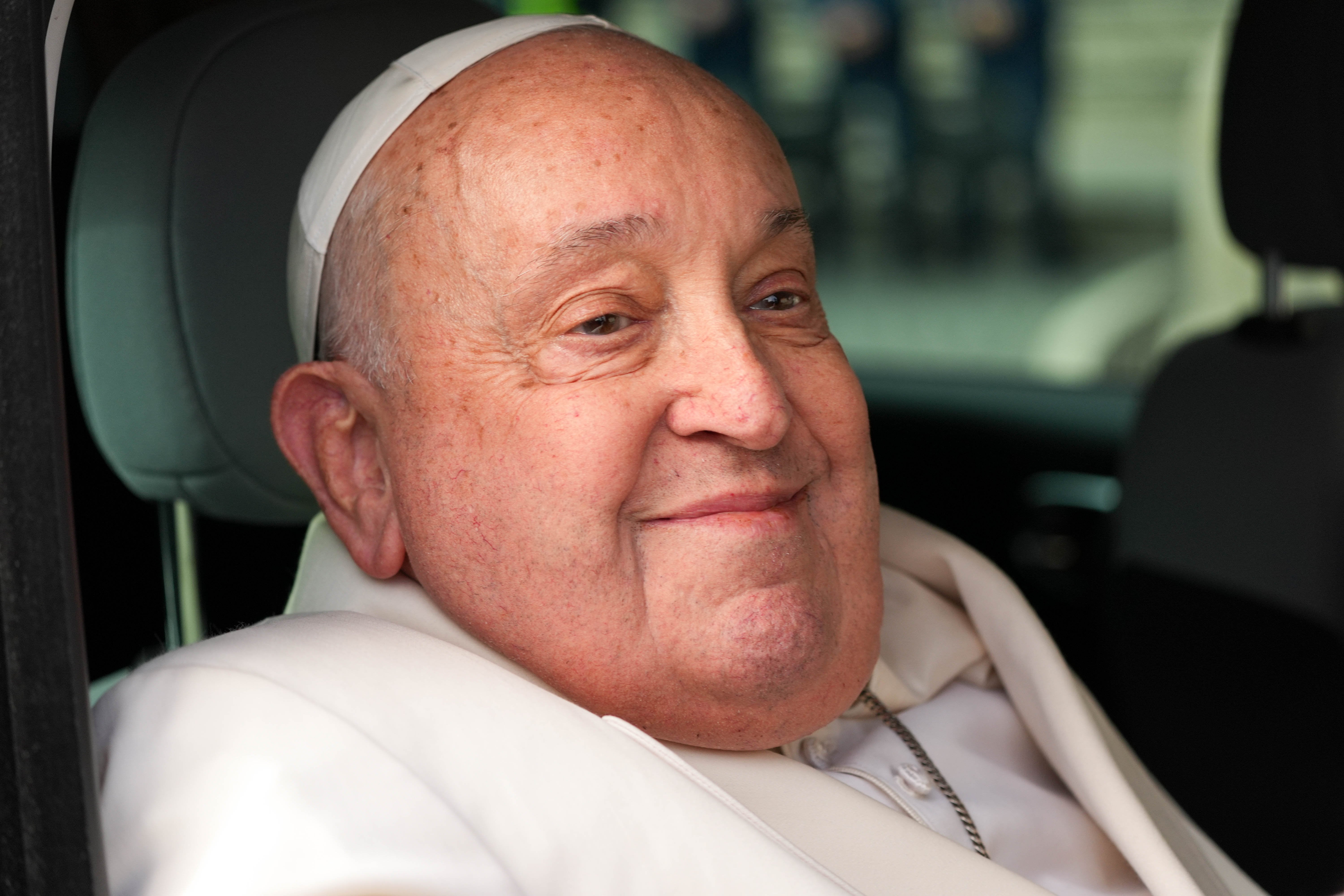 Pope Francis arrives at Mass for the Jubilee for military and police