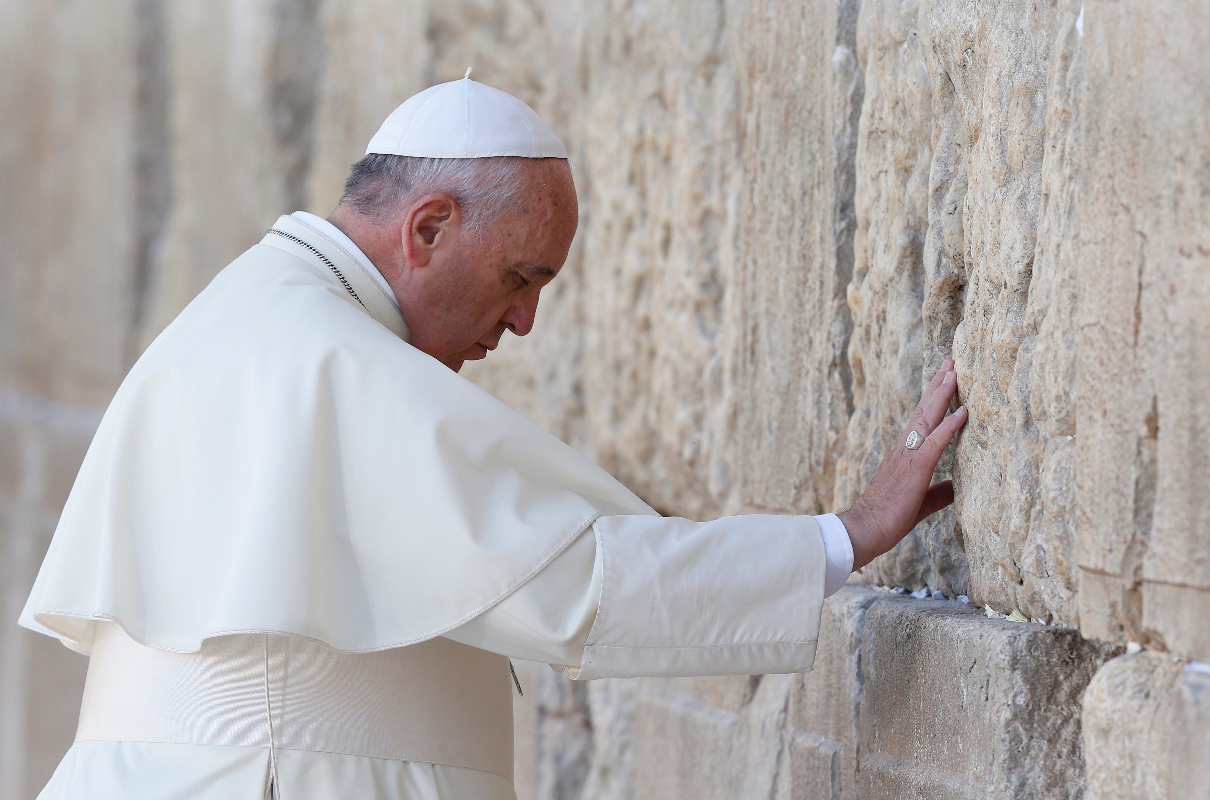 Pope Francis at the Western Wall in Jerusalem