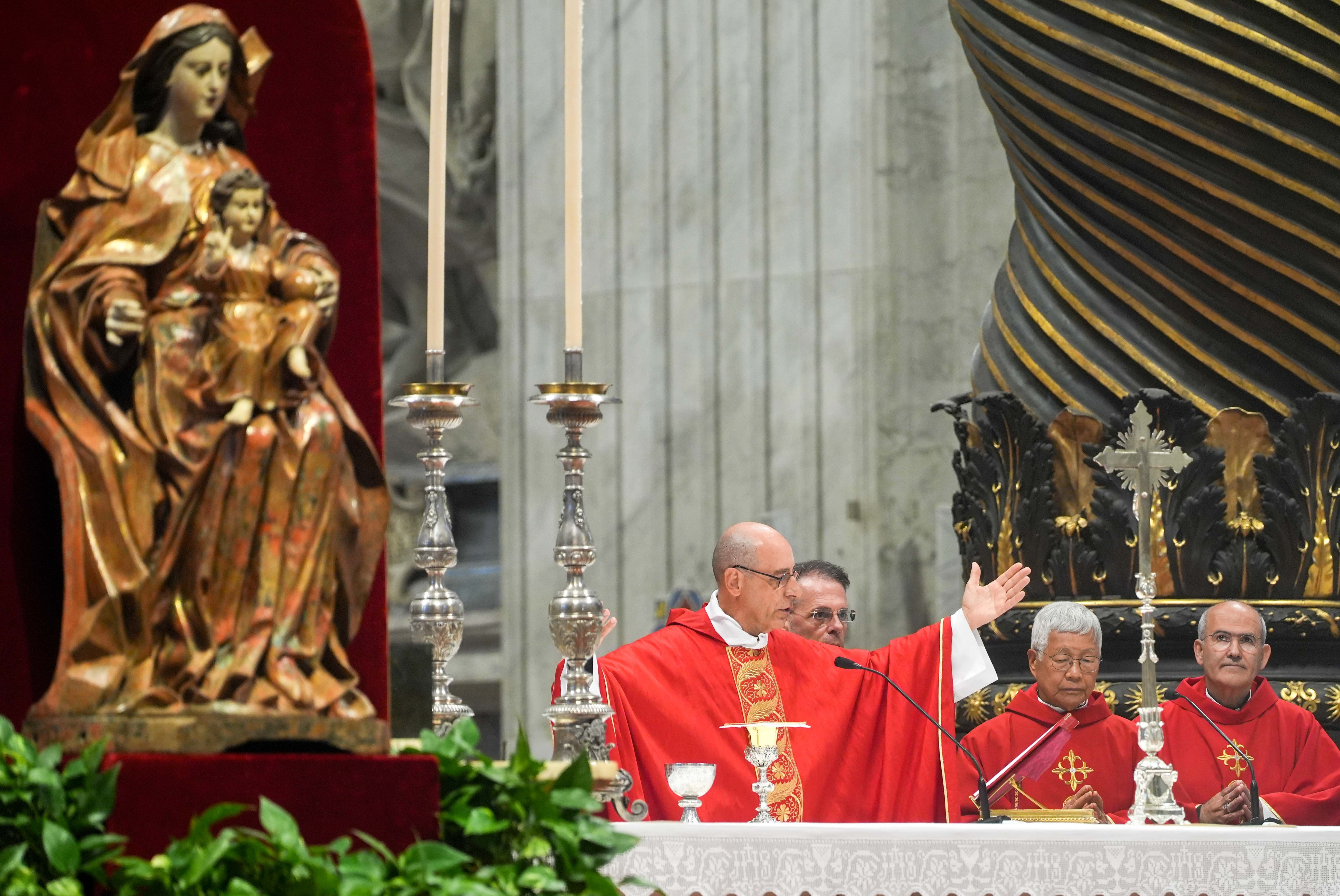 Cardinal Víctor Manuel Fernández, former prefect of the Dicastery for the Doctrine of the Faith, celebrates Mass.