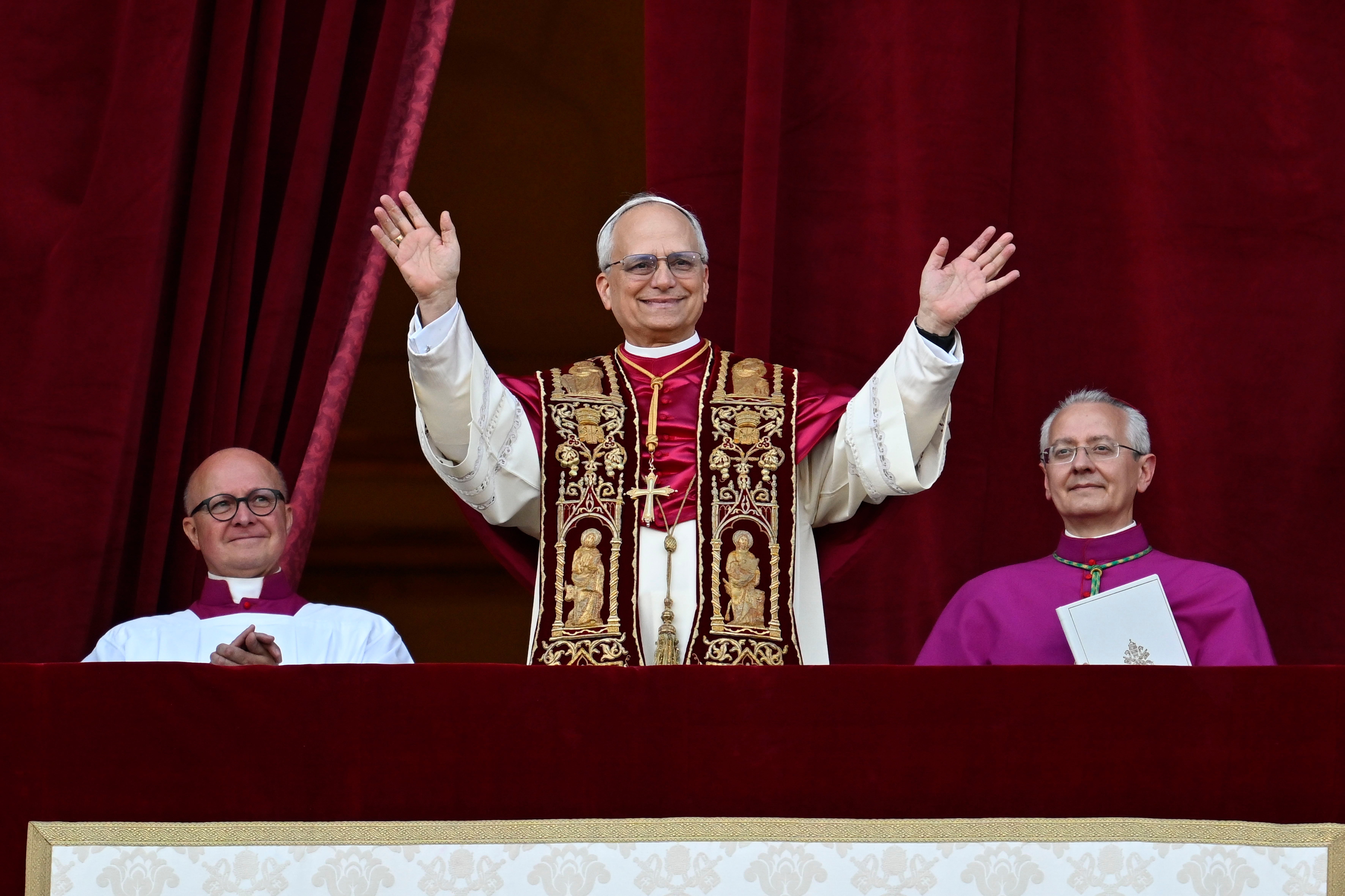 Pope Leo XIV waves to the crowd