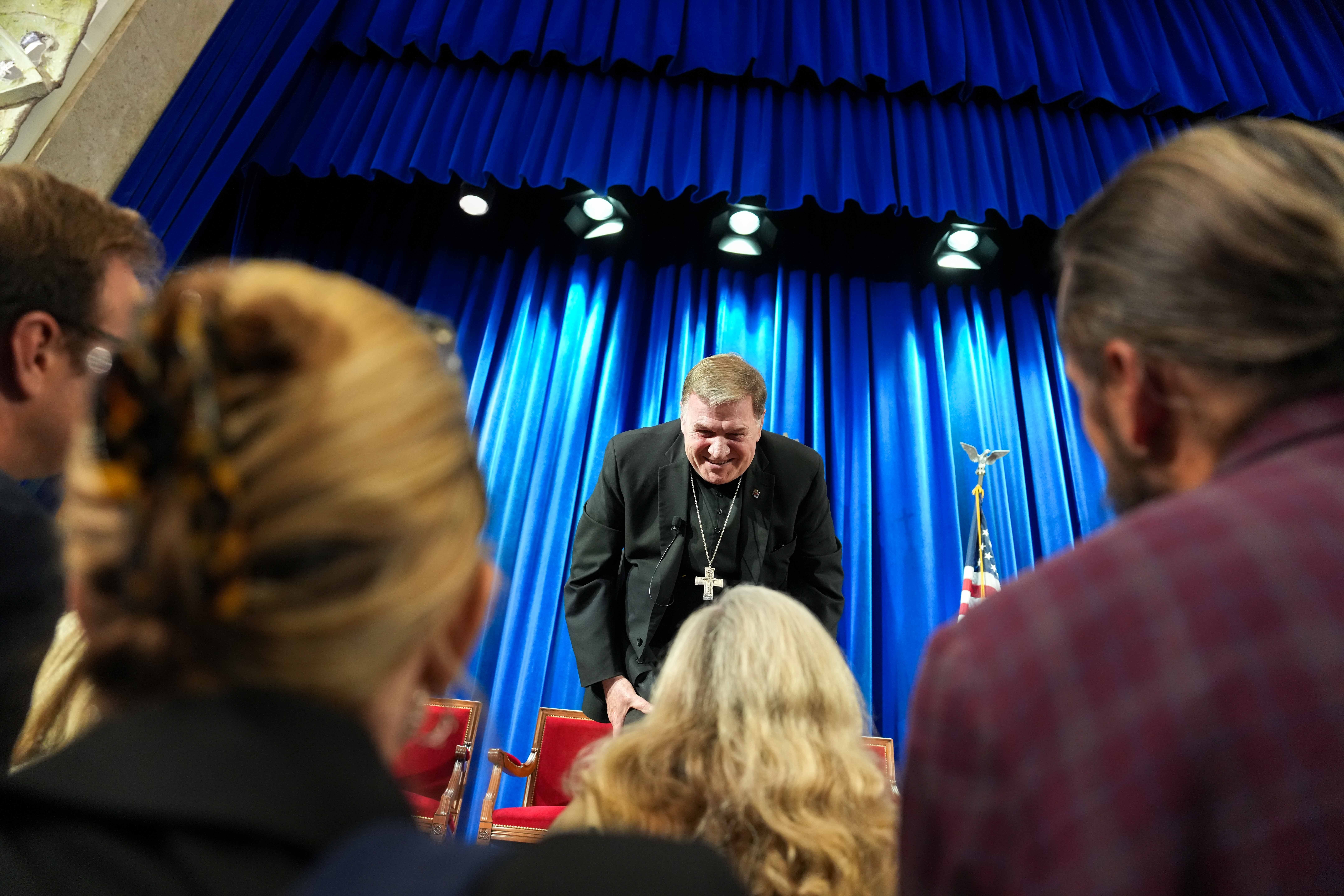 Cardinal Tobin speaks to reporters