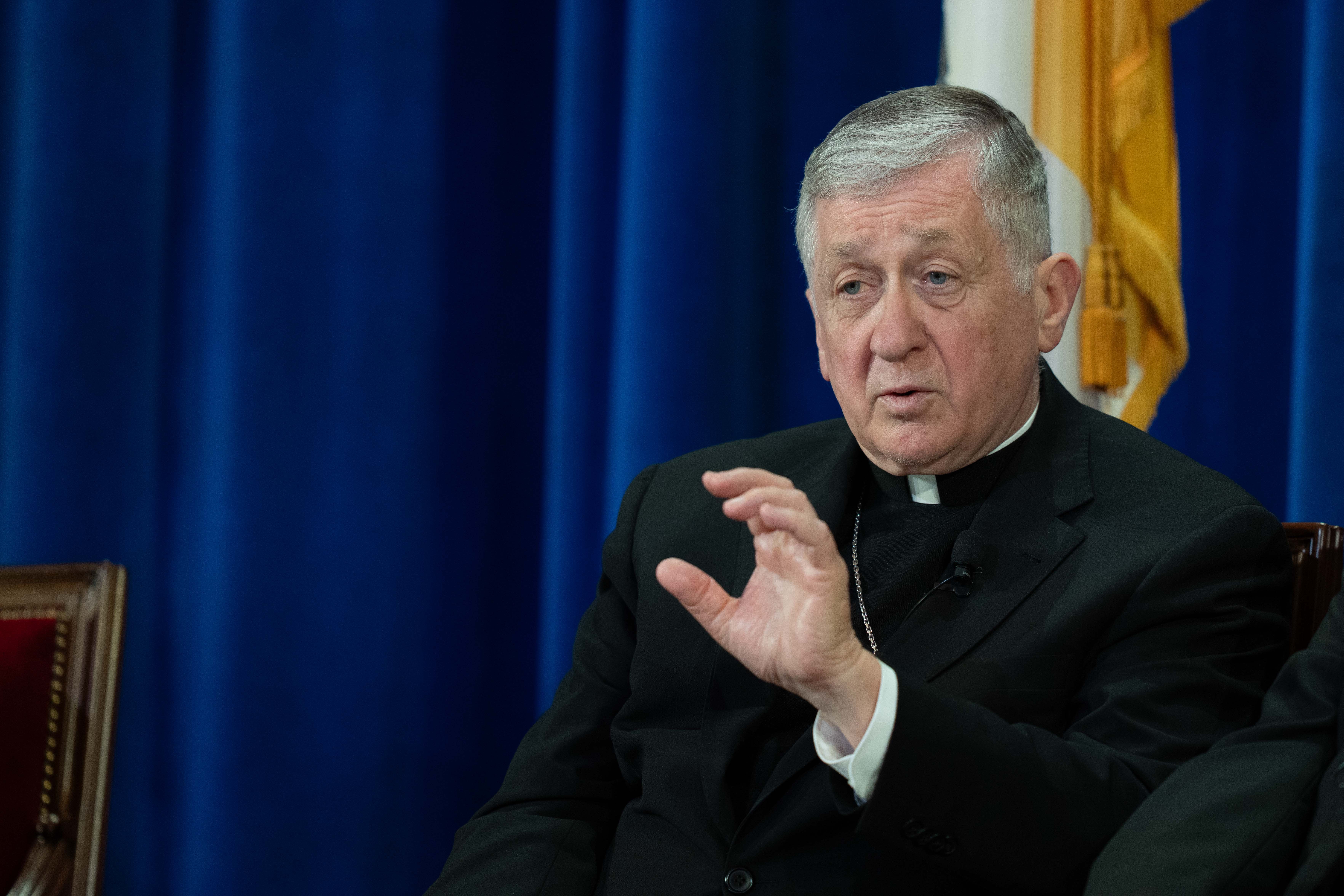 Cardinal Cupich at new conference in Rome