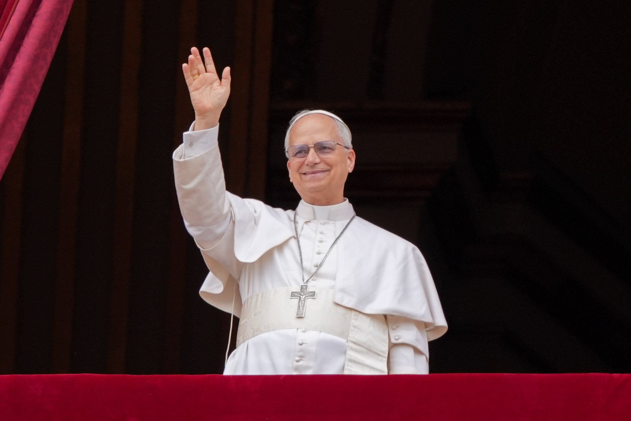Pope Leo XIV waves to the crowd