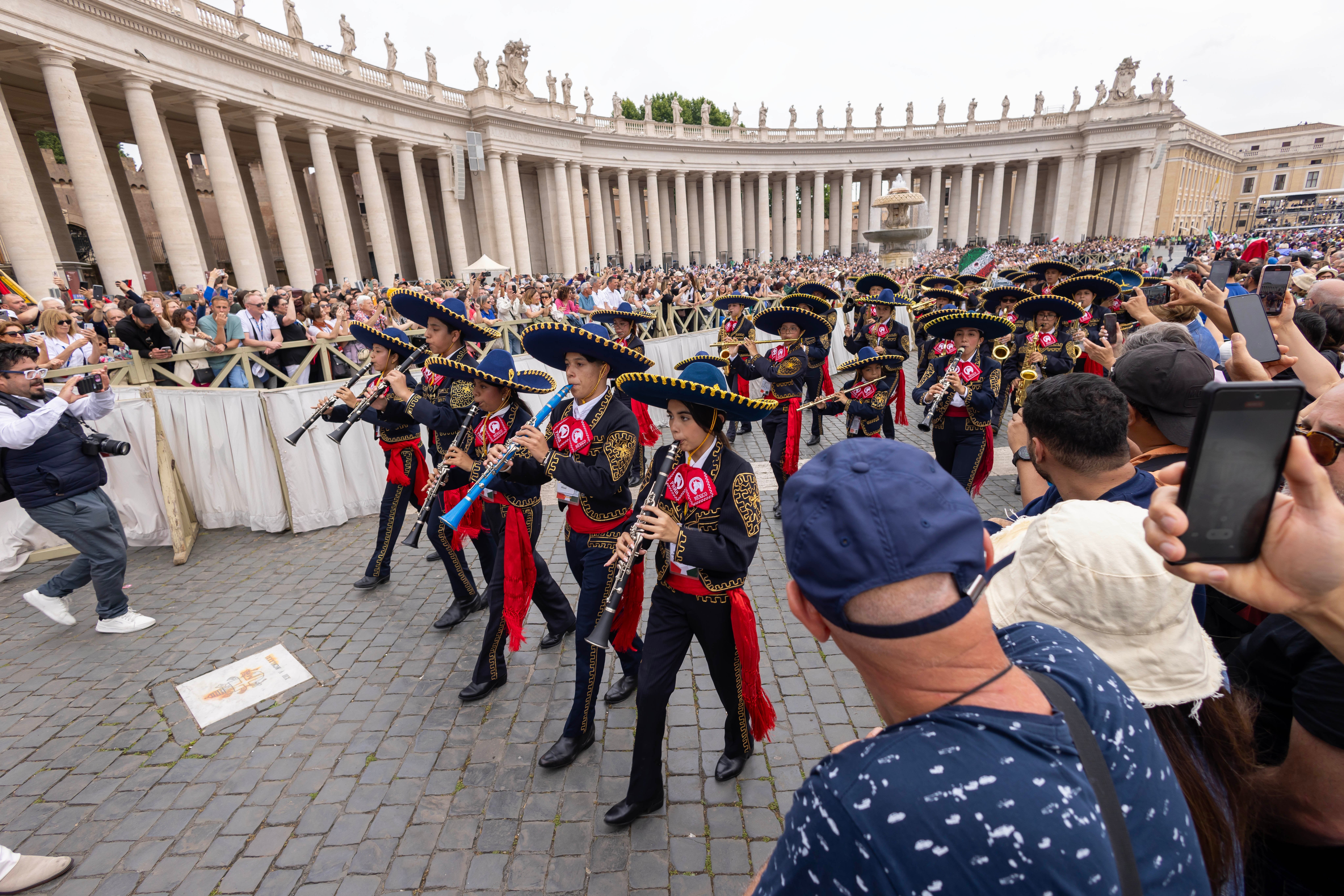 A Mexican band marches into St. Peter's Square