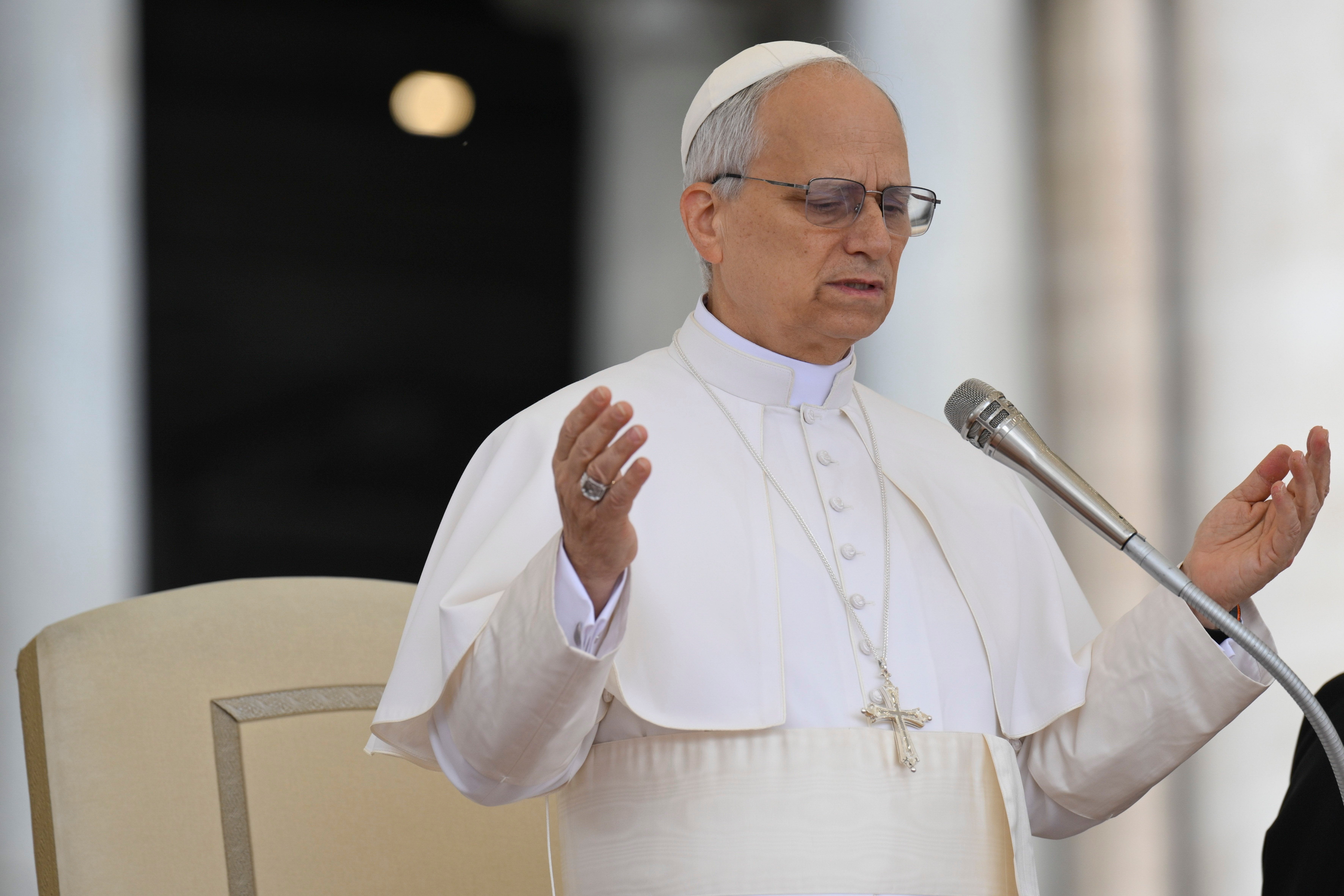 Pope Leo XIV prays the Lord's Prayer