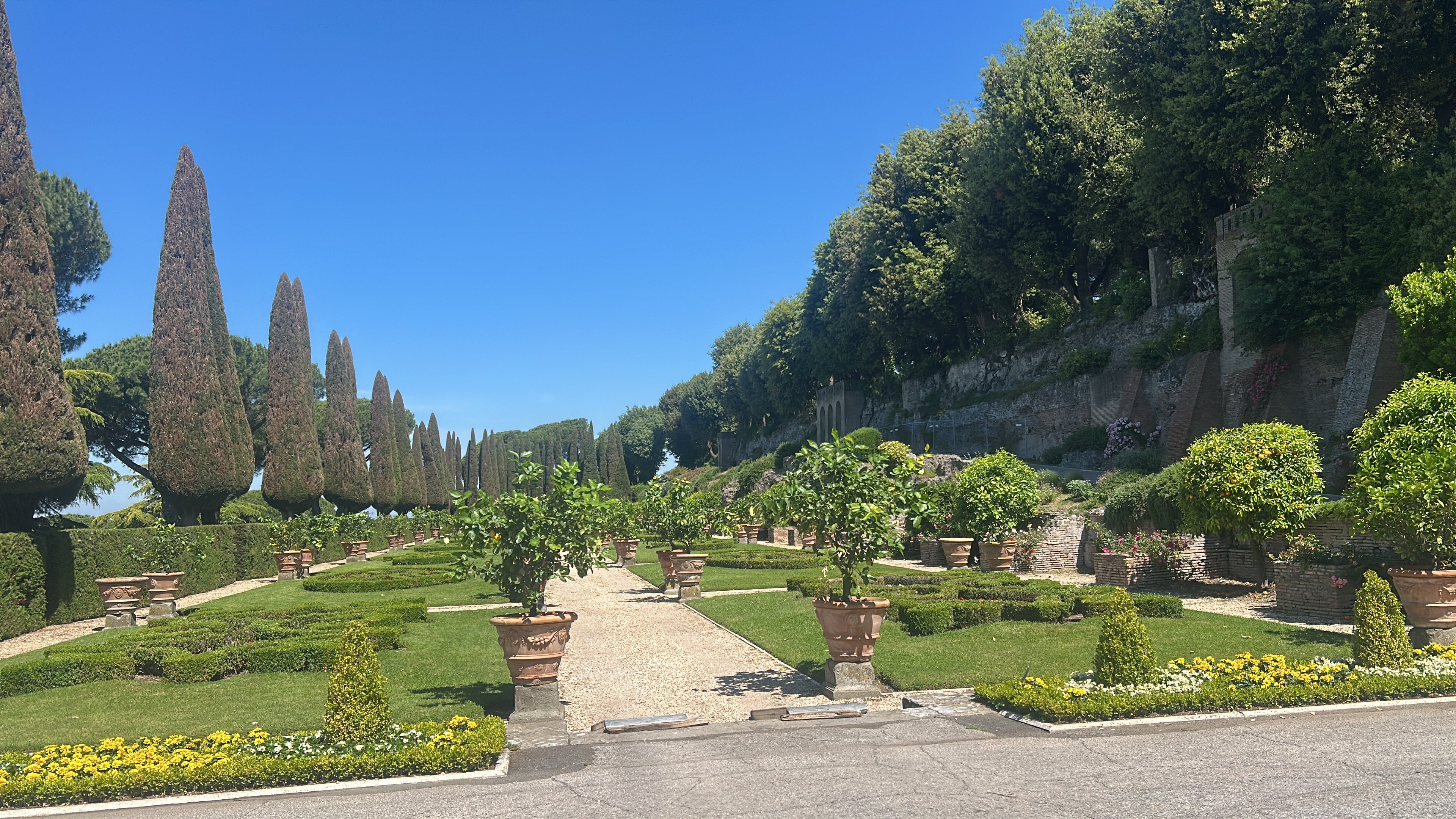 A formal garden at the papal villa in Castel Gandolfo