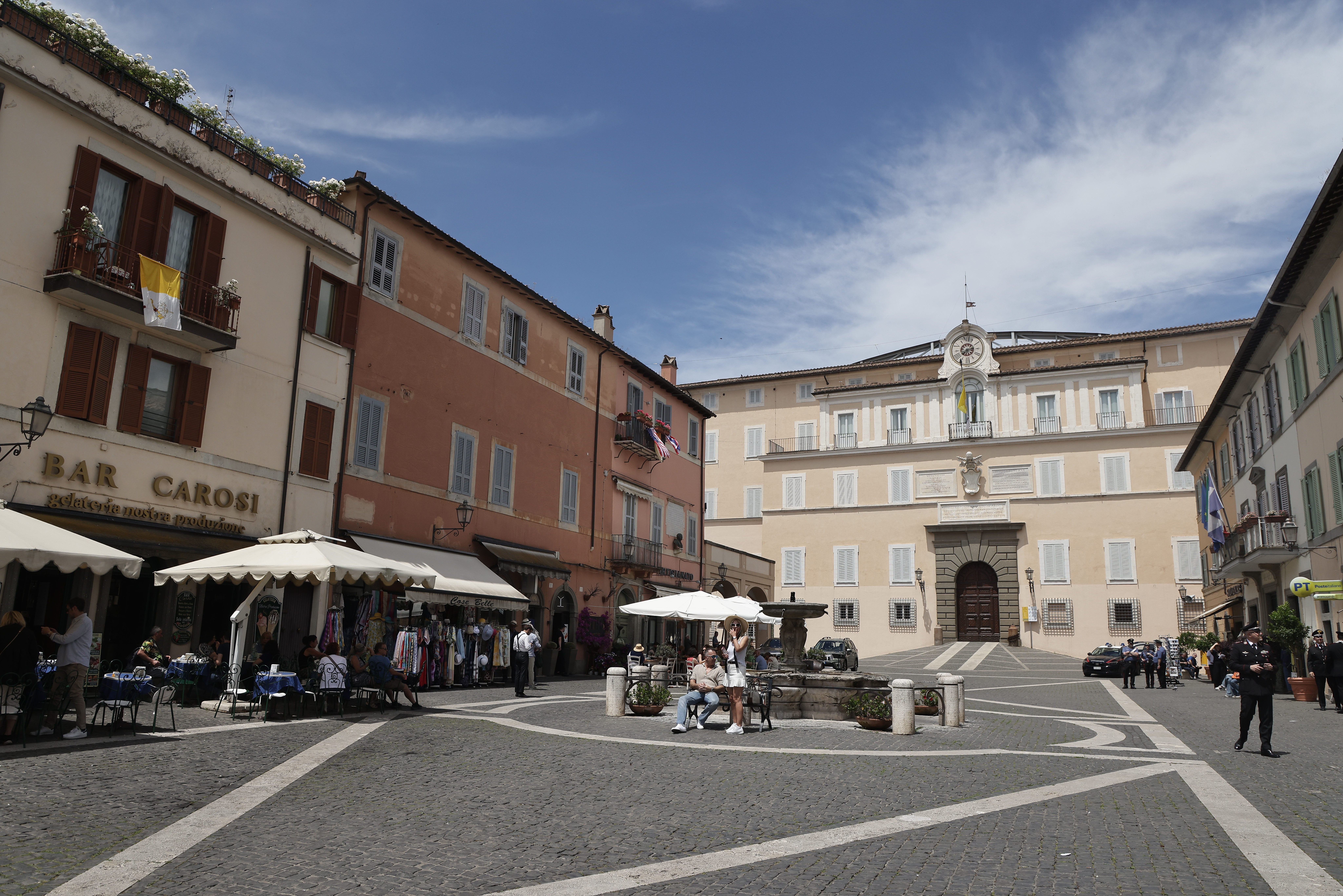 The main square and papal villa in Castel Gandolfo