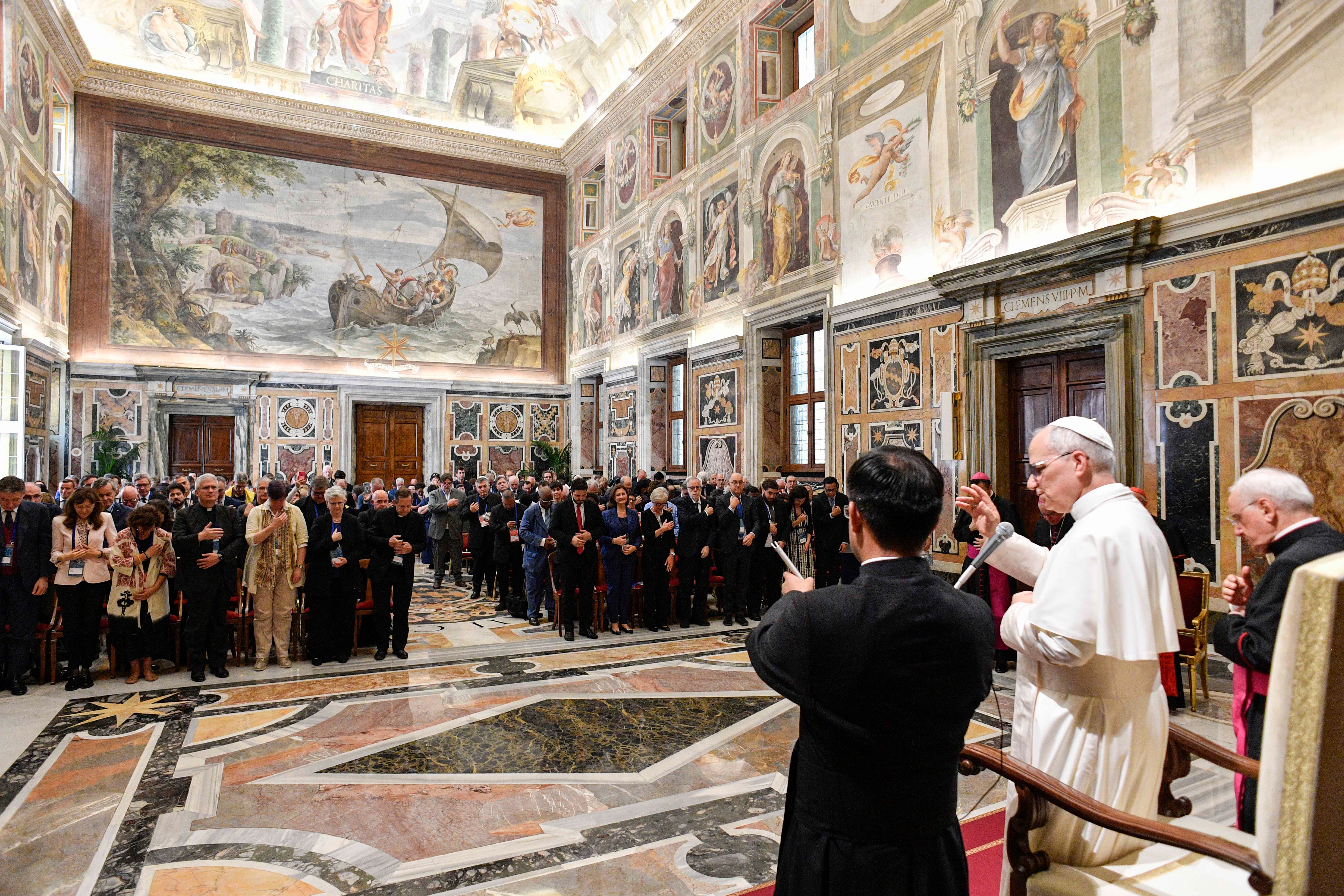 Pope Leo XIV gives his blessing