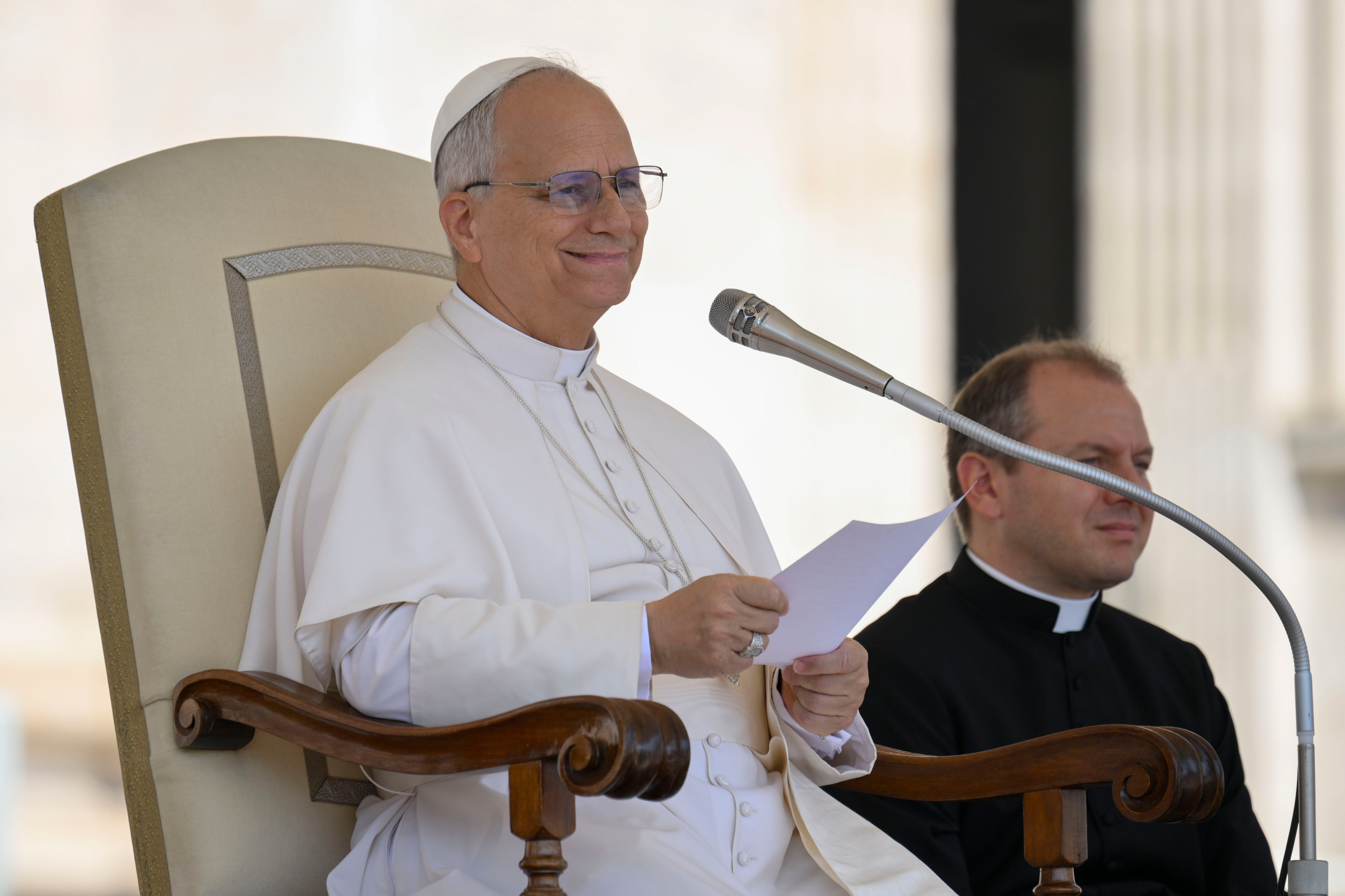 Pope Leo XIV at his general audience Aug. 6