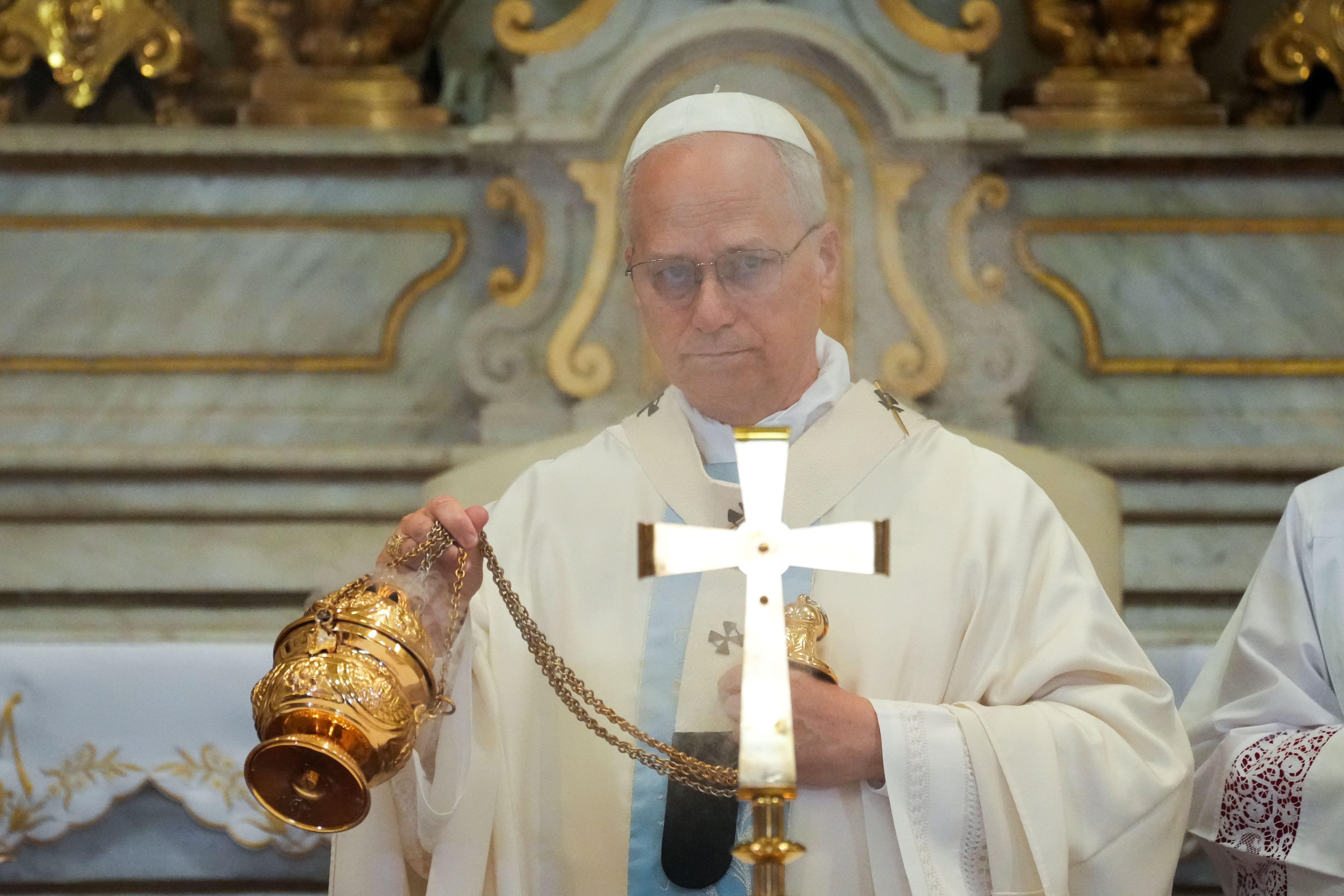Pope Leo XIV uses incense during Mass