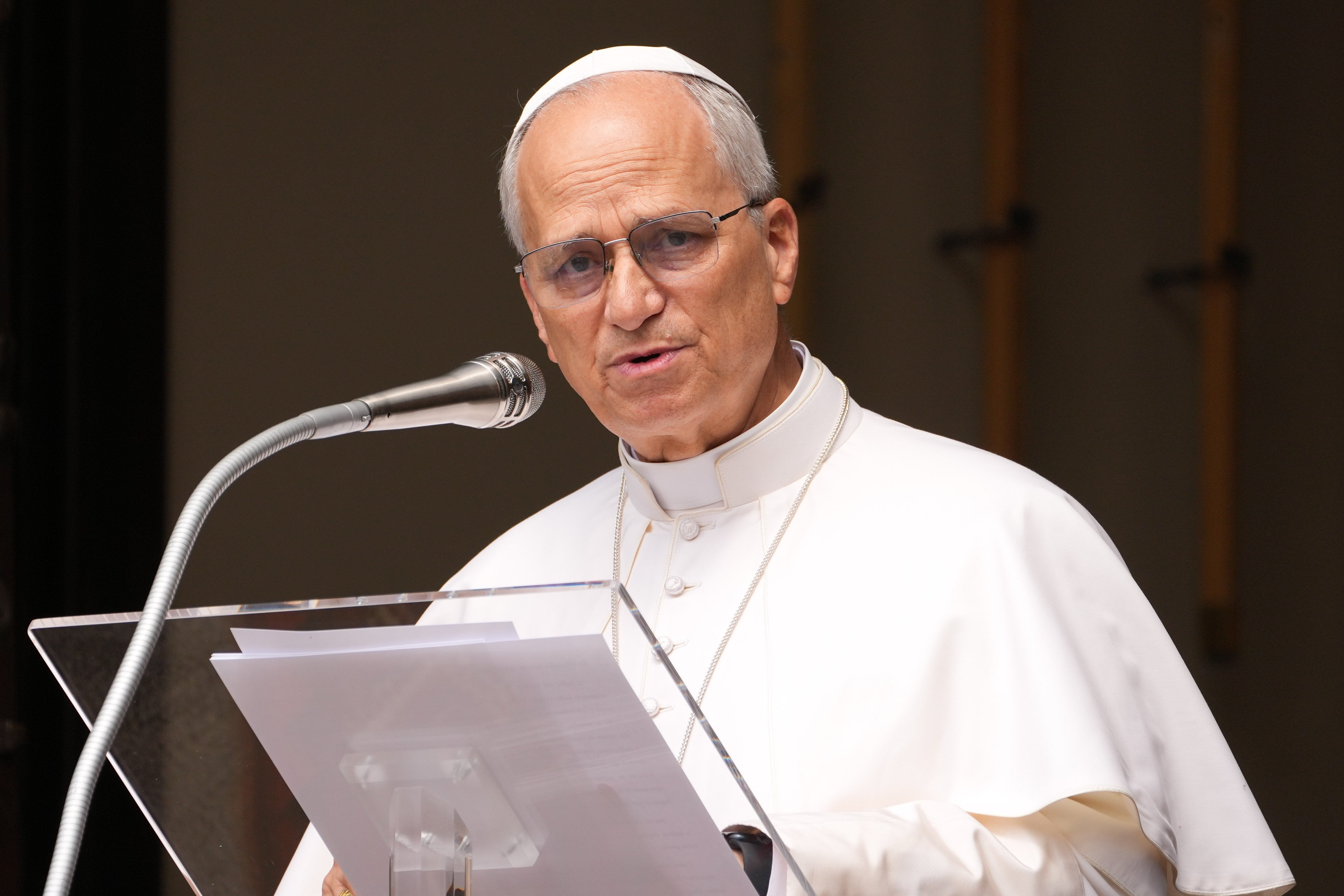 Pope Leo XIV leads the Angelus prayer Aug. 15