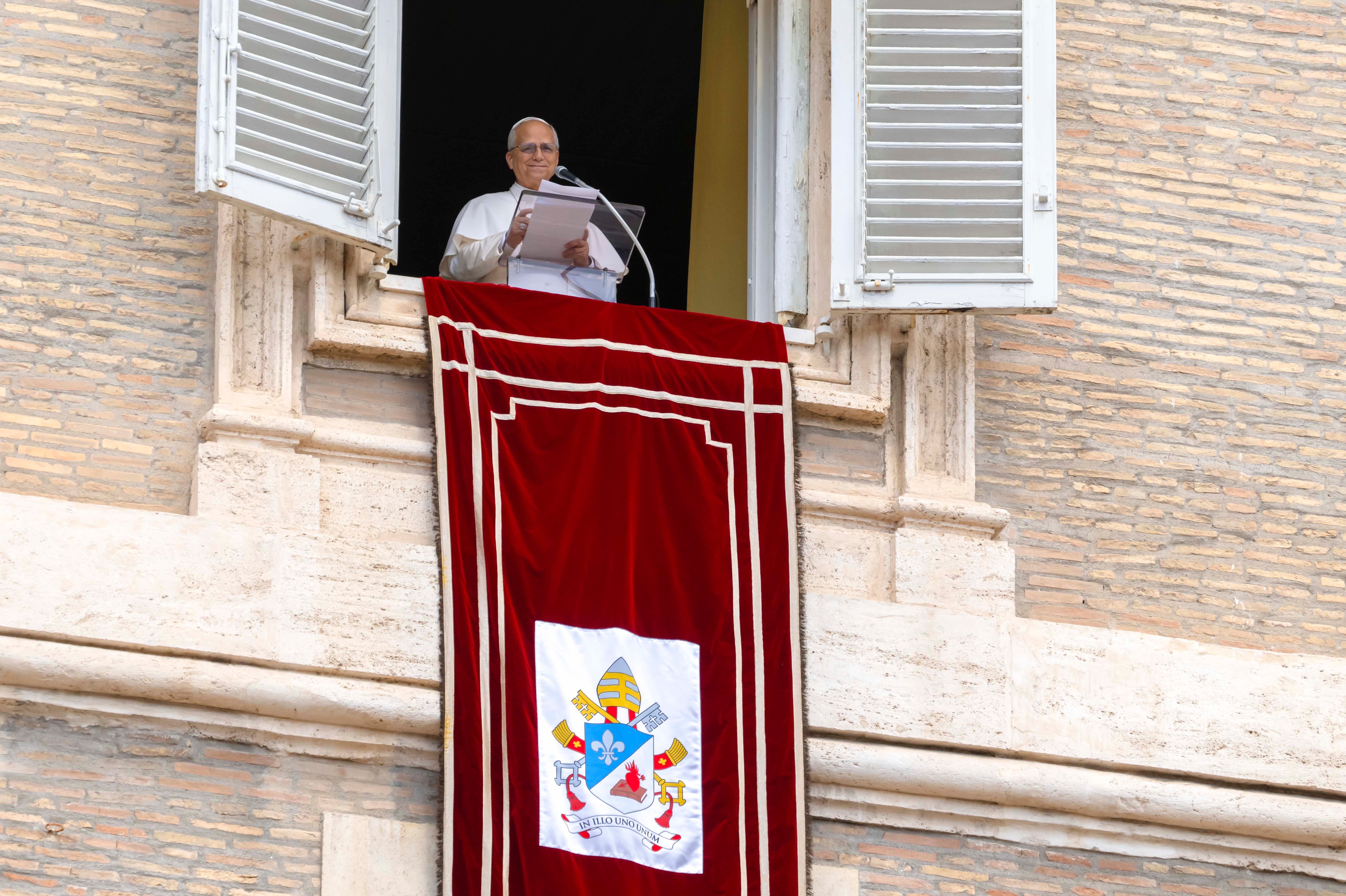 Pope Leo leads the Angelus prayer Aug. 25