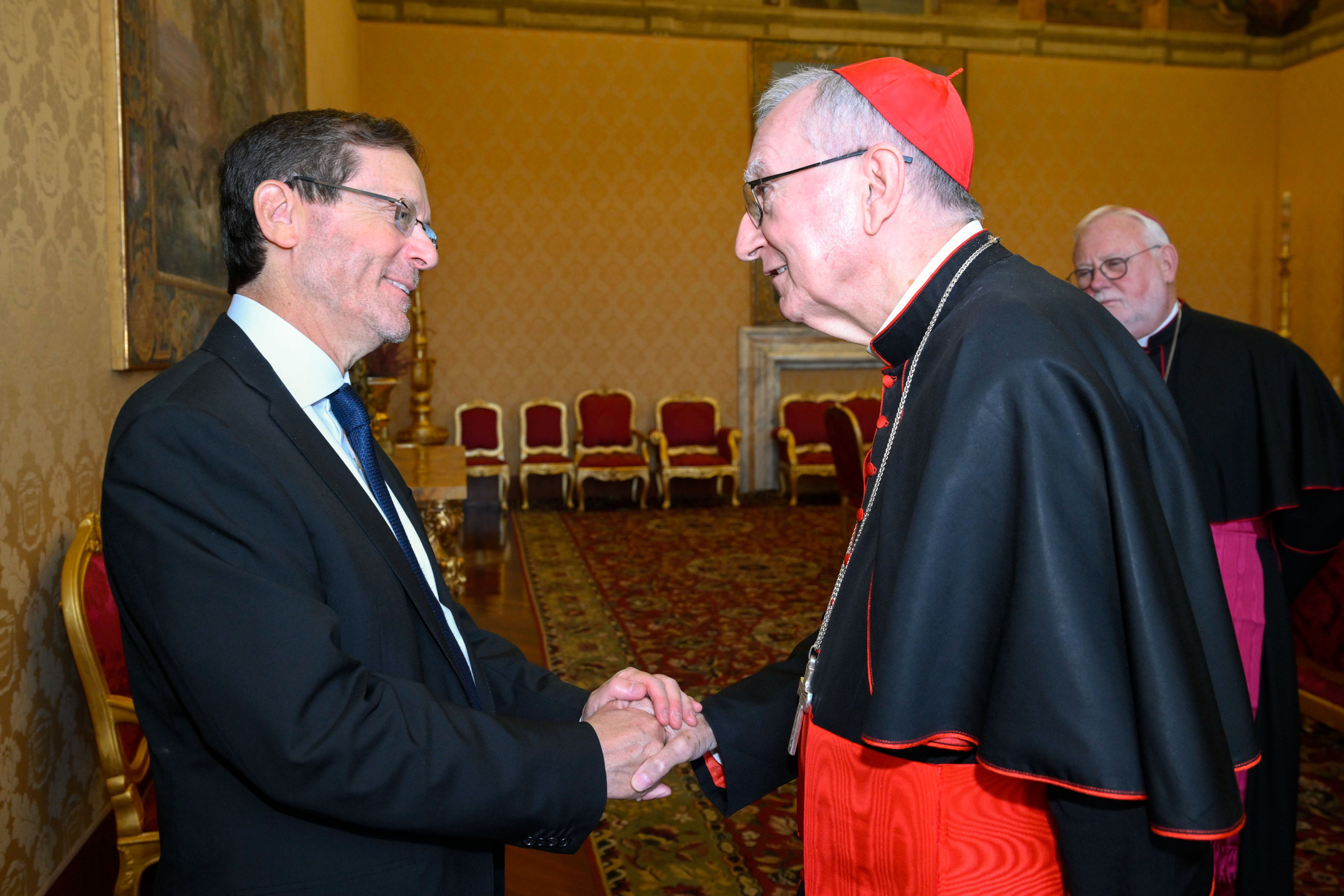 Israeli President Herzog with Cardinal Pietro Parolin