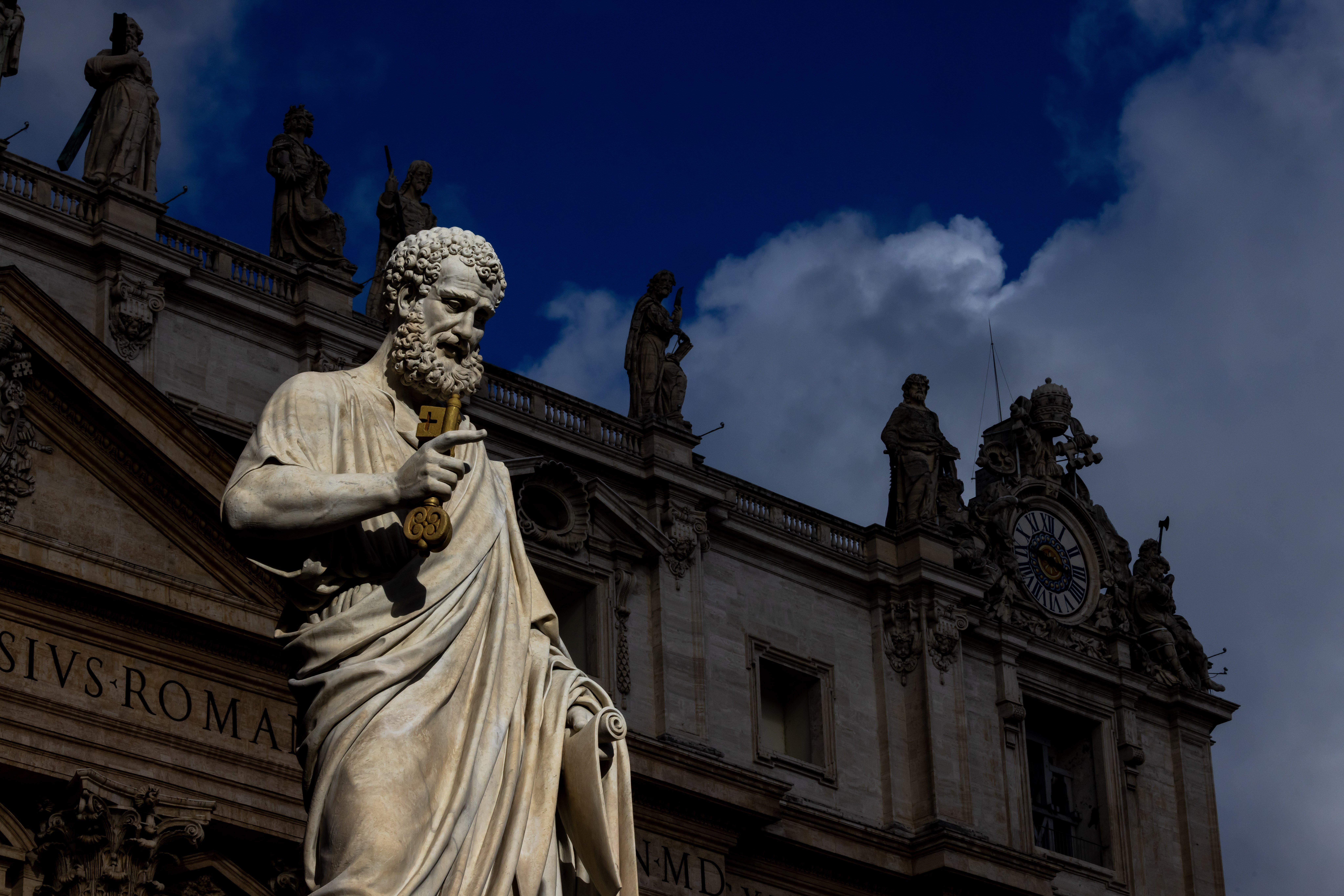 The statue of St. Peter in front of St. Peter's Basilica