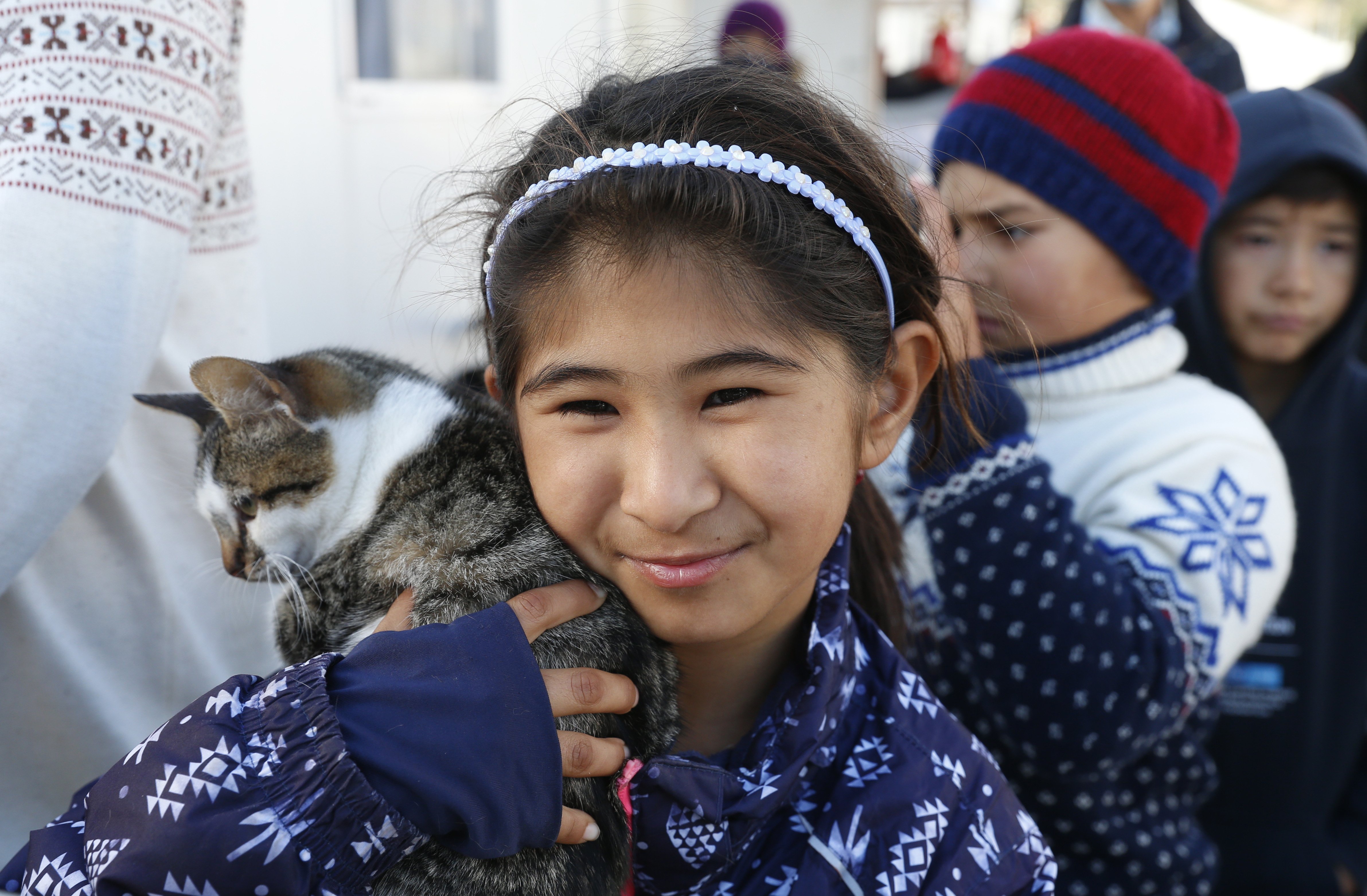 A girl at a refugee camp in Greece
