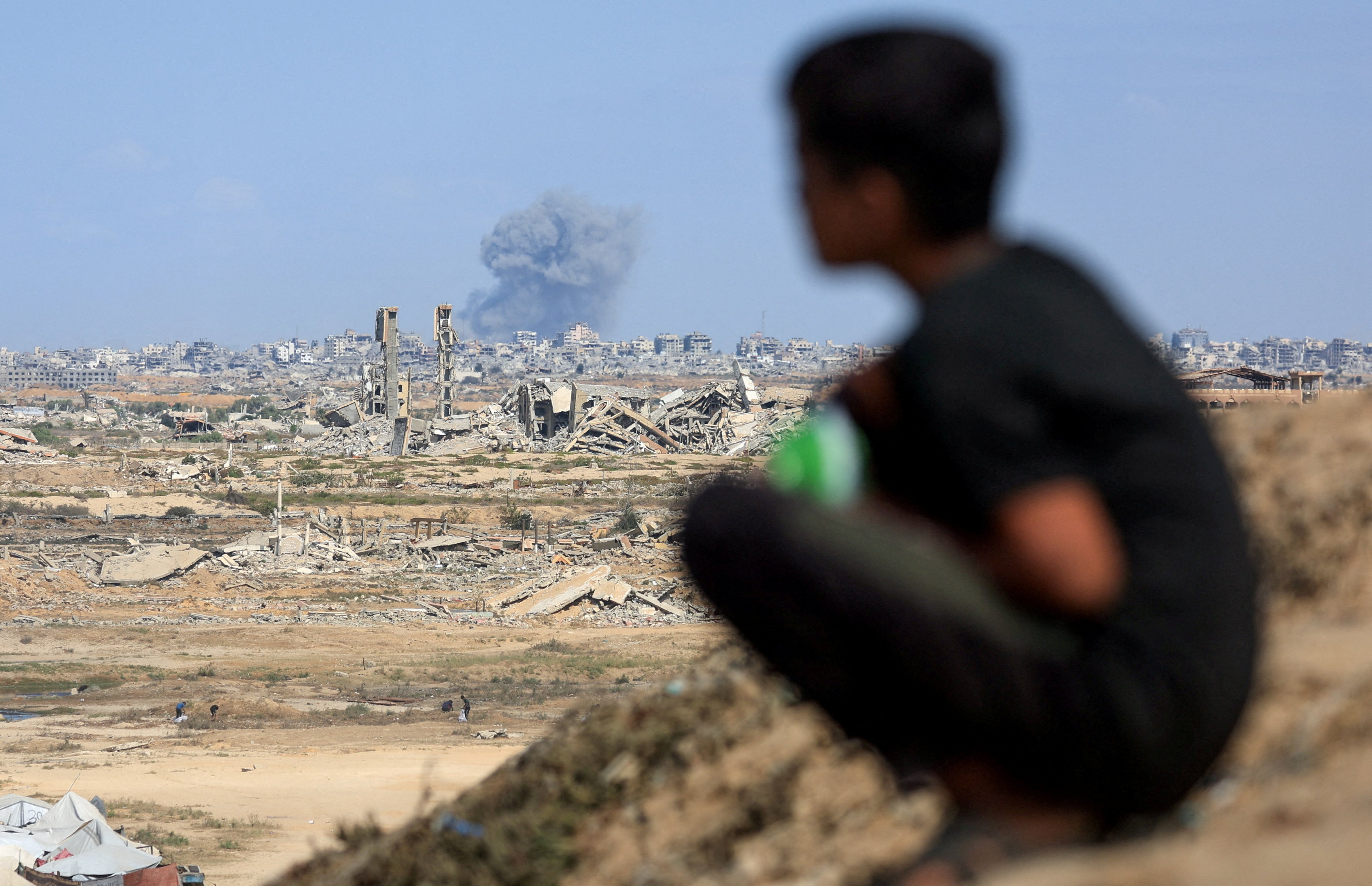 Smoke from shelling rises in Gaza