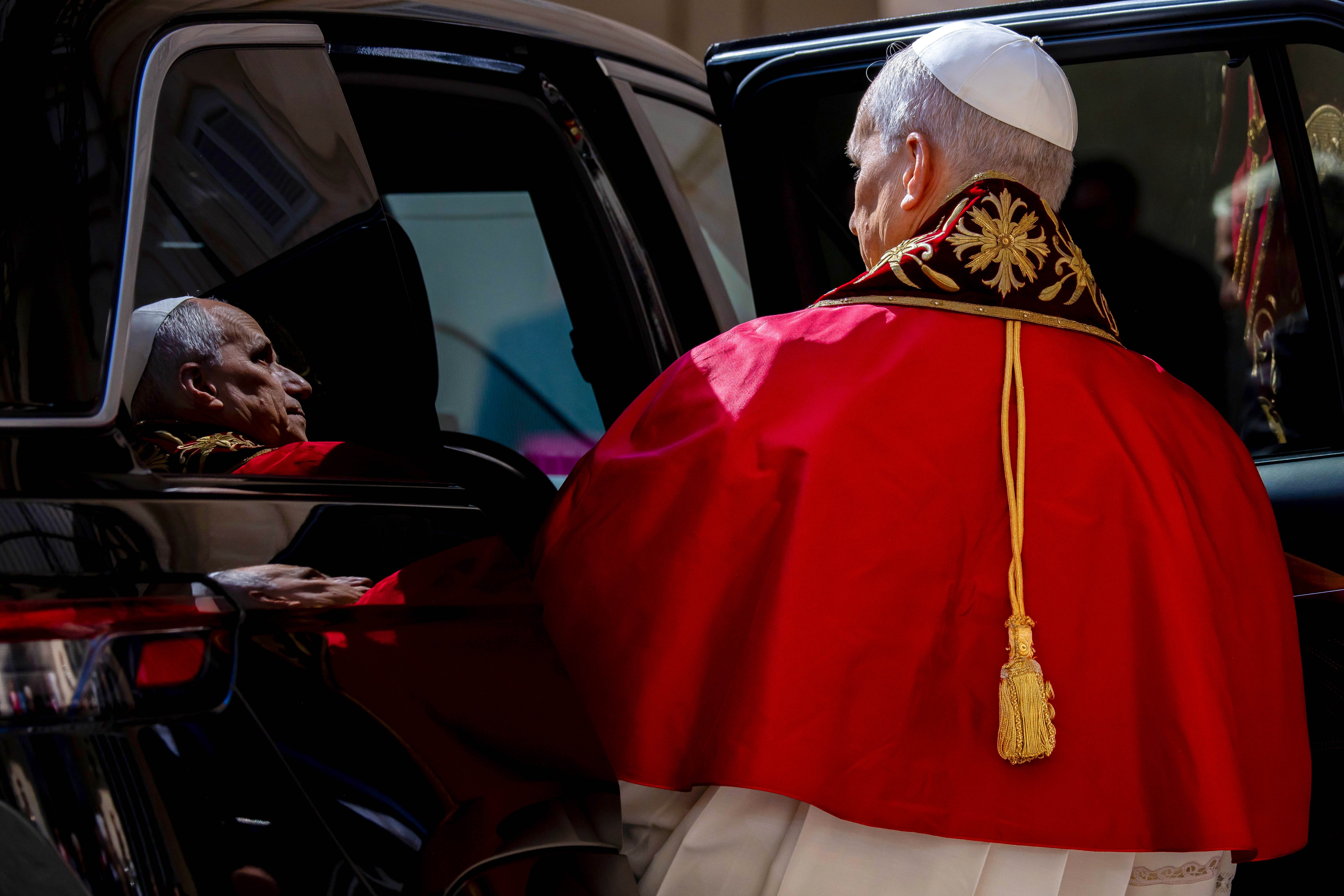 Pope Leo XIV gets into his car