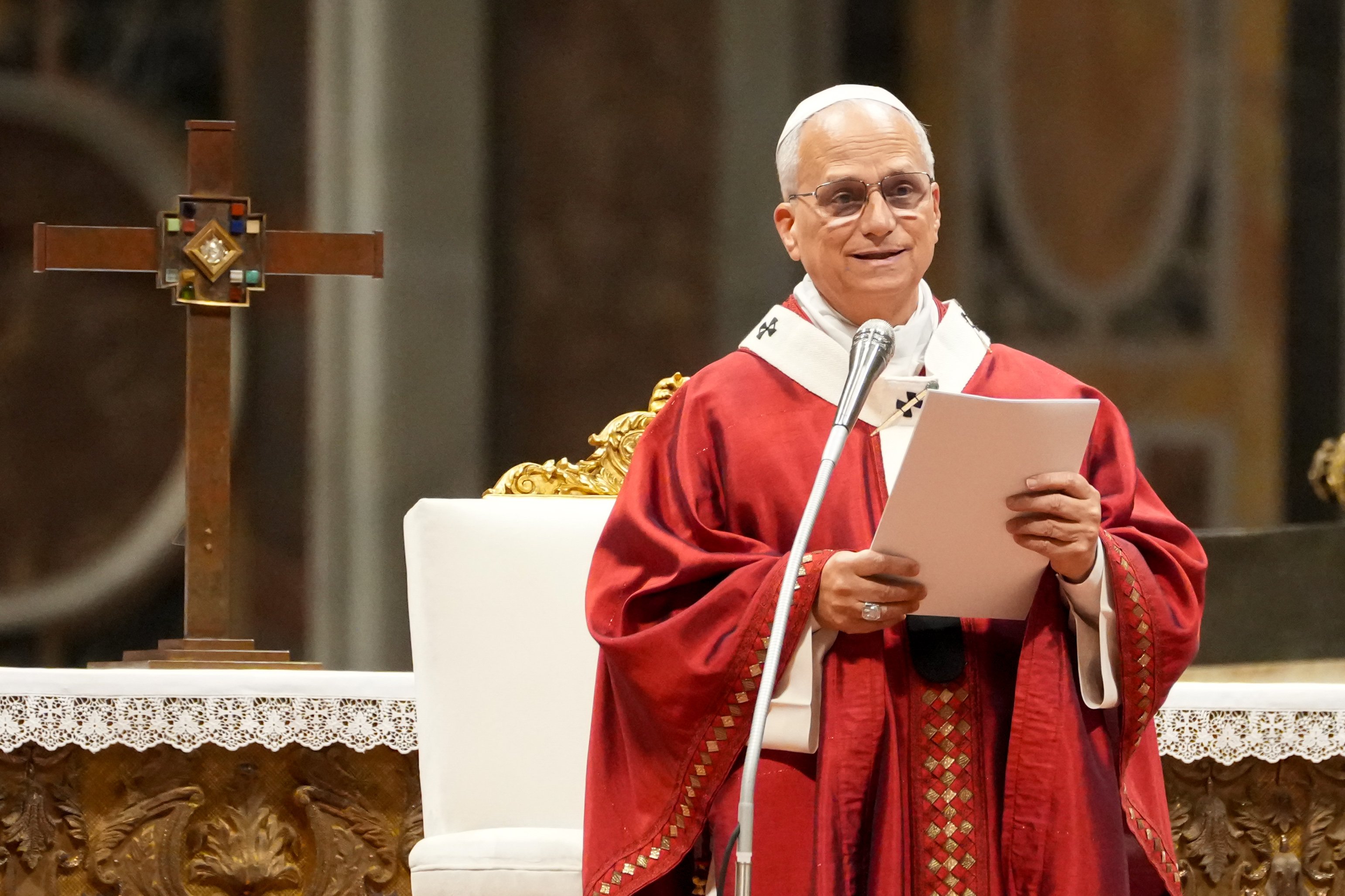 Pope Leo gives his homily at Mass with university students