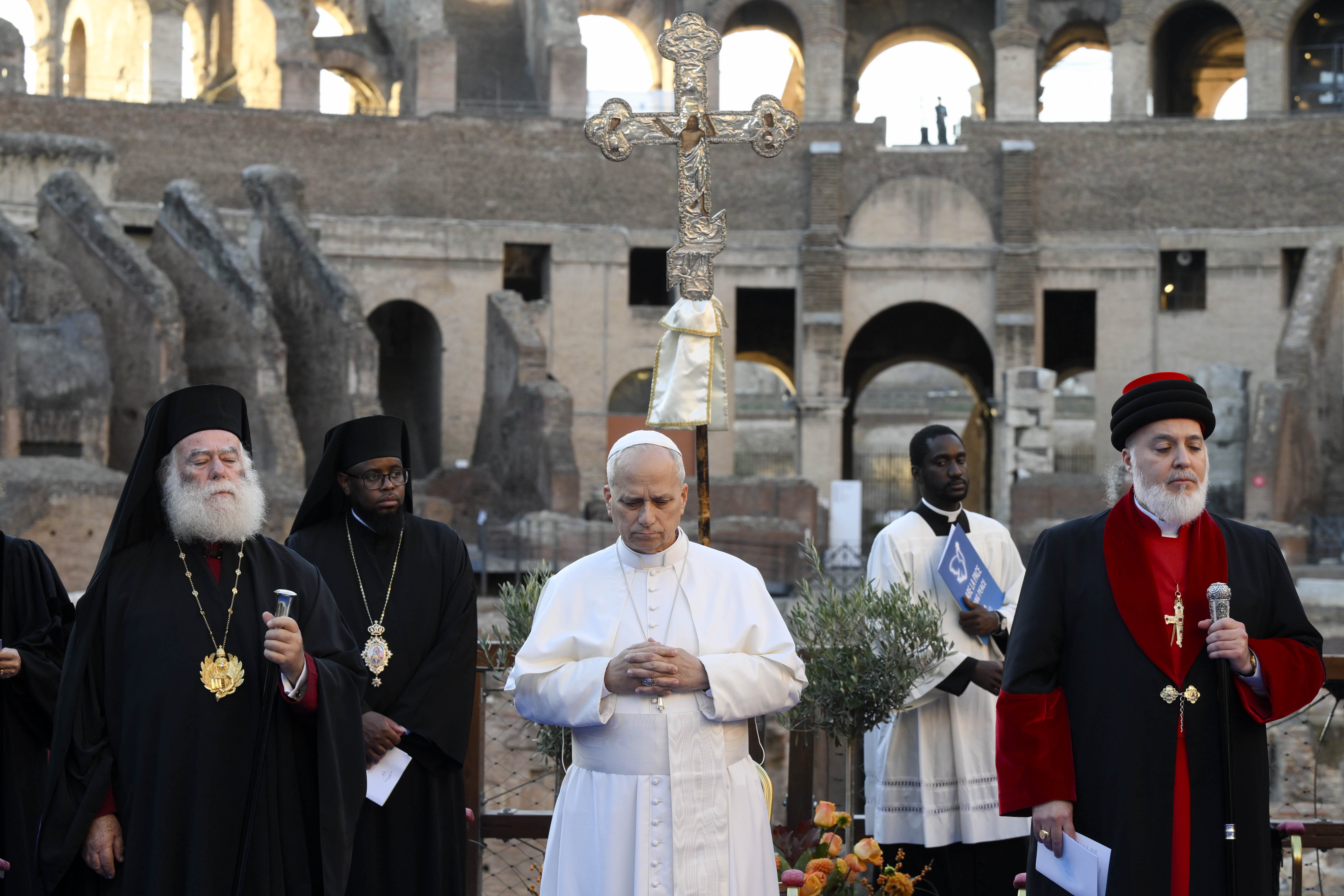 Pope Leo at ecumenical prayer in the Colosseum